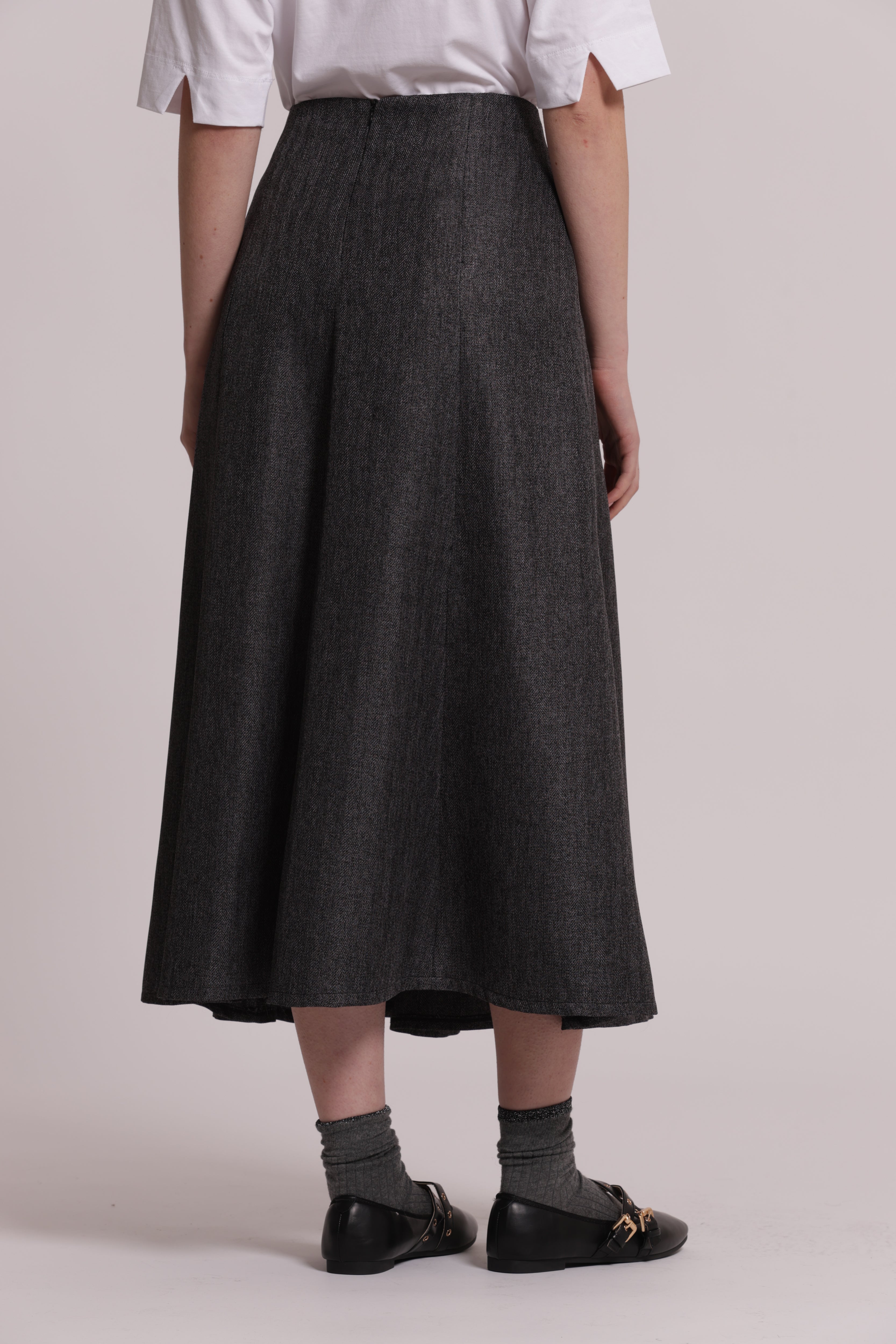 Mimi Mua Gonna Midi con Zip sul Retro Moro