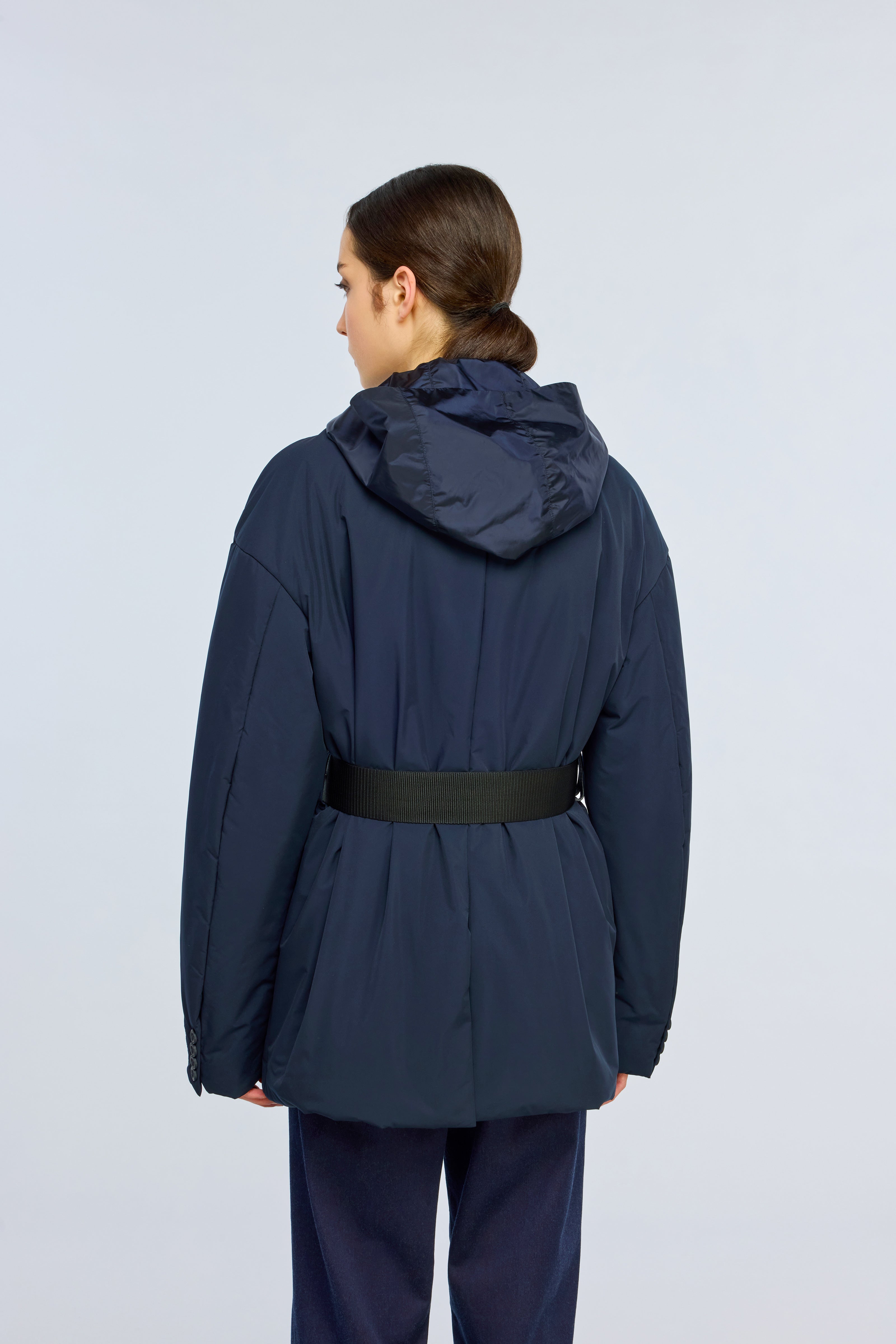 Semicouture Agnes piumino blu nylon cappuccio