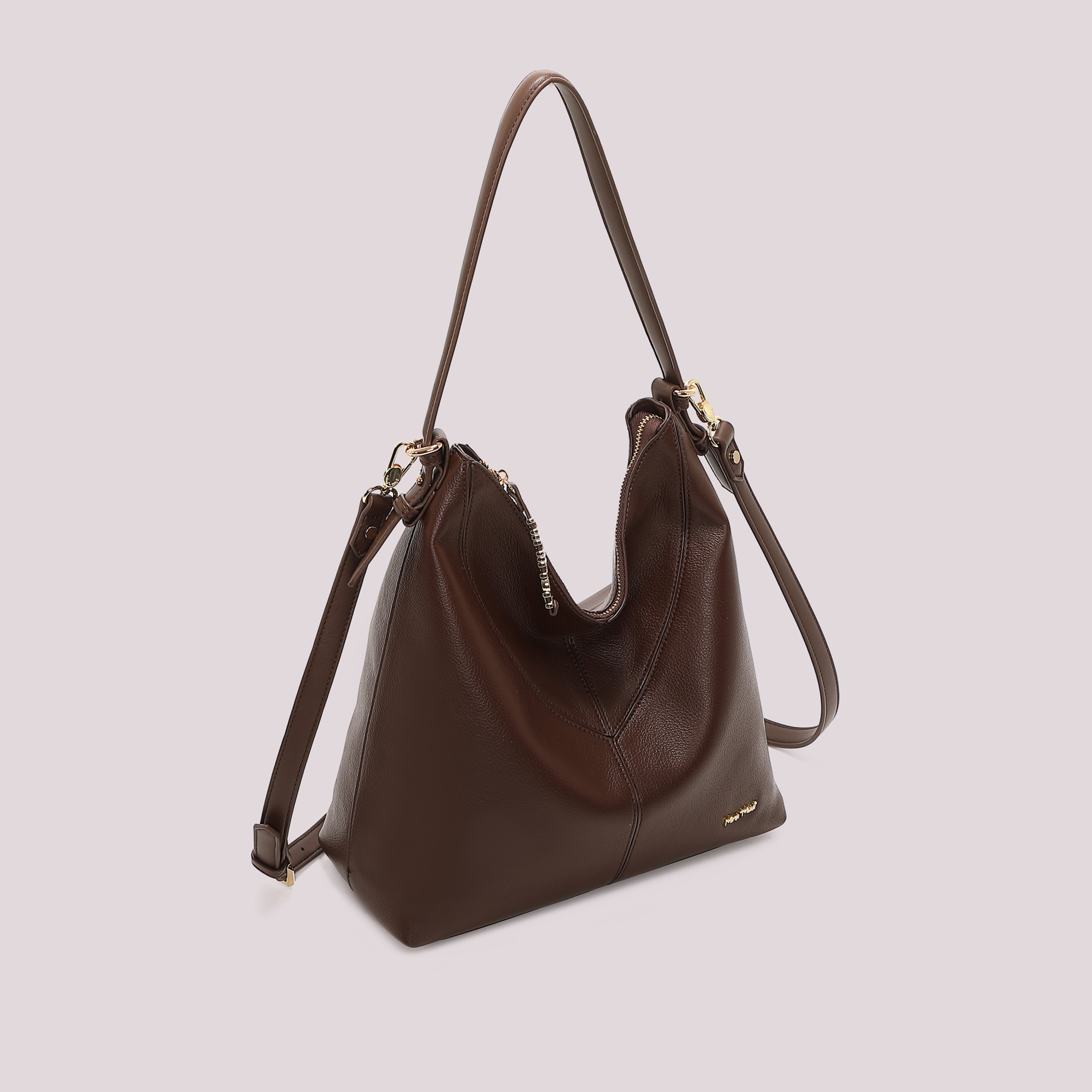 Mimi Mua Borsa Sacca Lettere Zip Nera 30cm