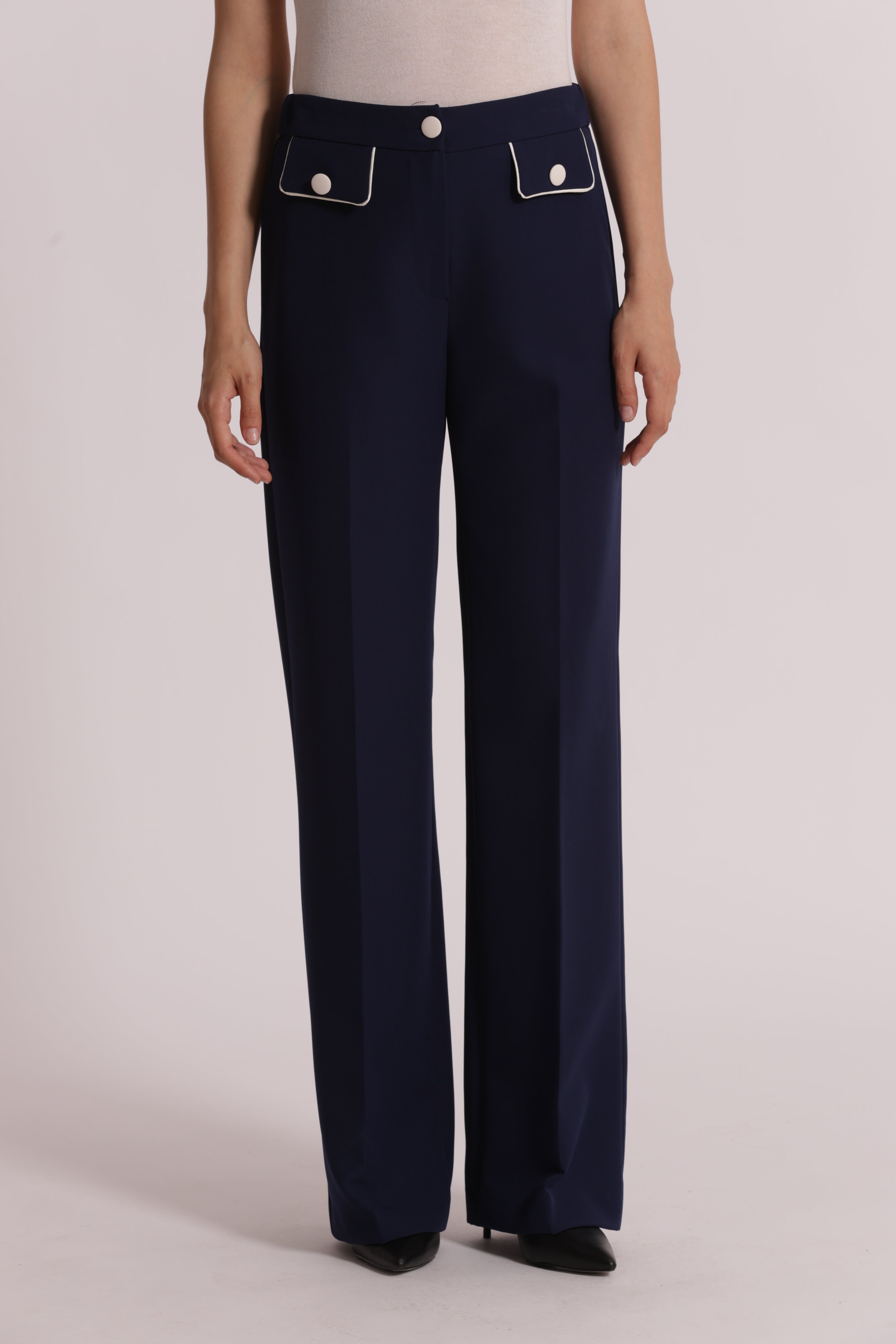 Mimi Mua pantalone bordi contrasto latte bicolore