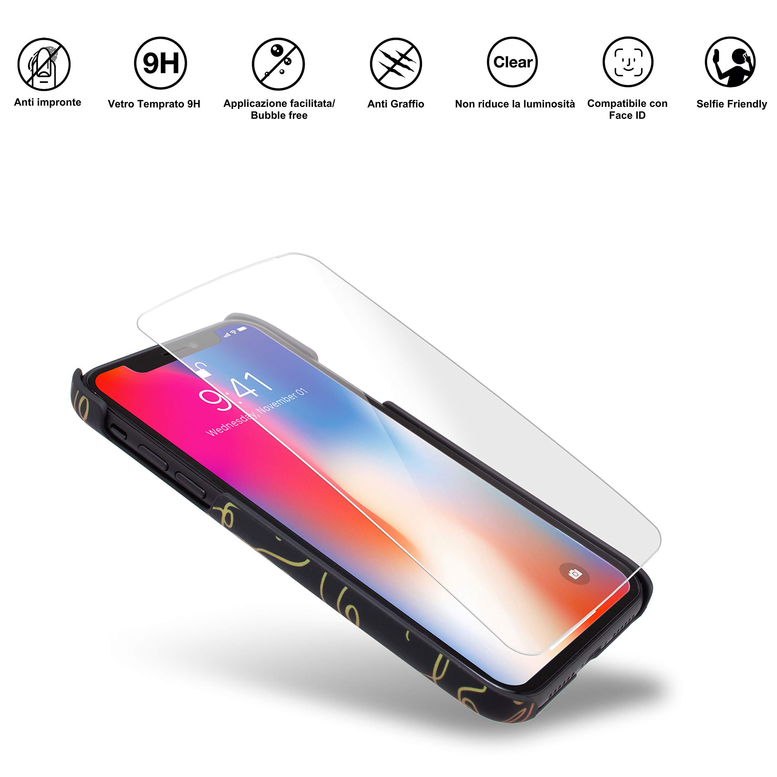 Marcelo Burlon County Milan iPhone XR custodia vetro 9H