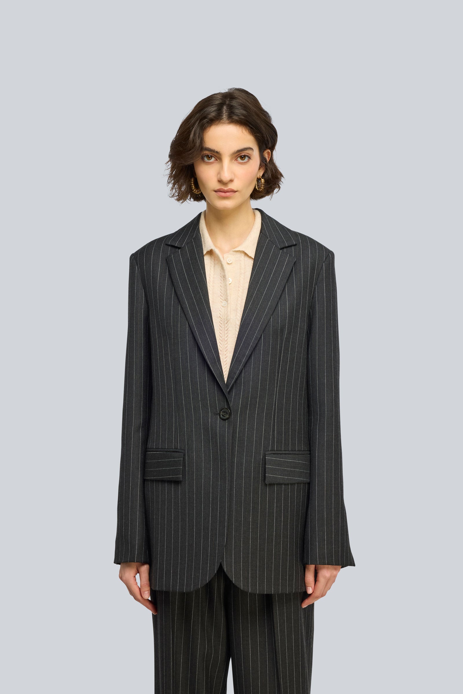 Semicouture Carmen giacca lana gessata grigio