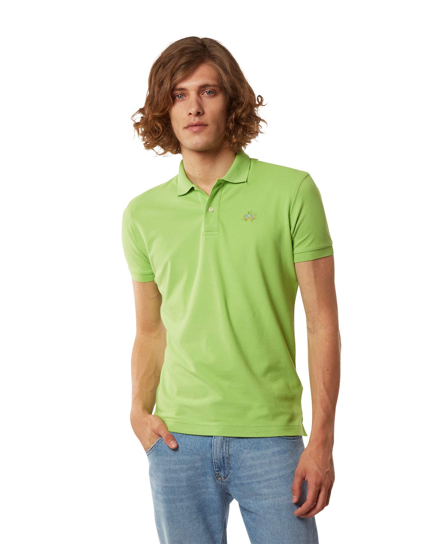 La Martina Man polo uomo slim fit grigia maniche corte