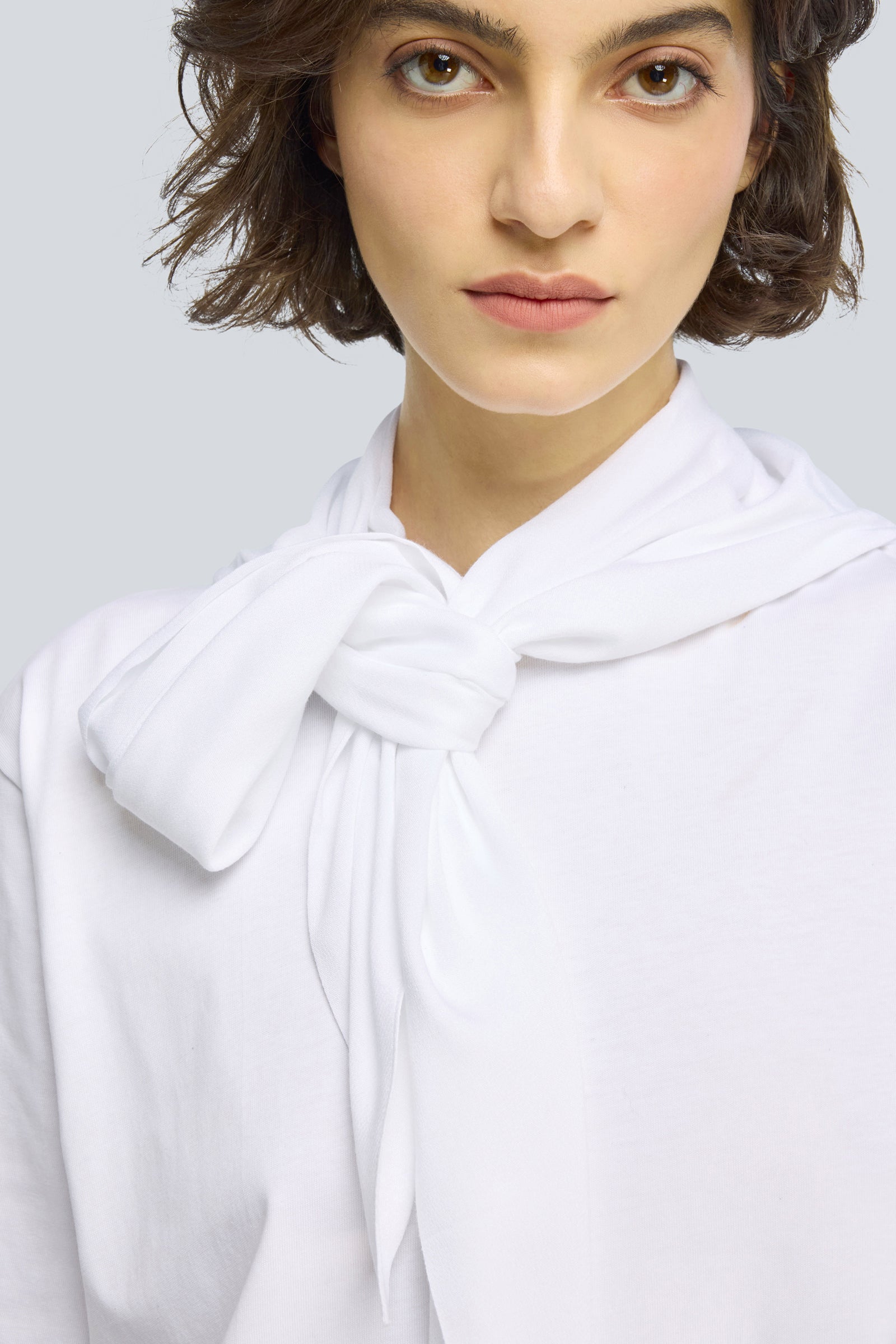 Semicouture Chonise t-shirt bianca cotone sciarpa