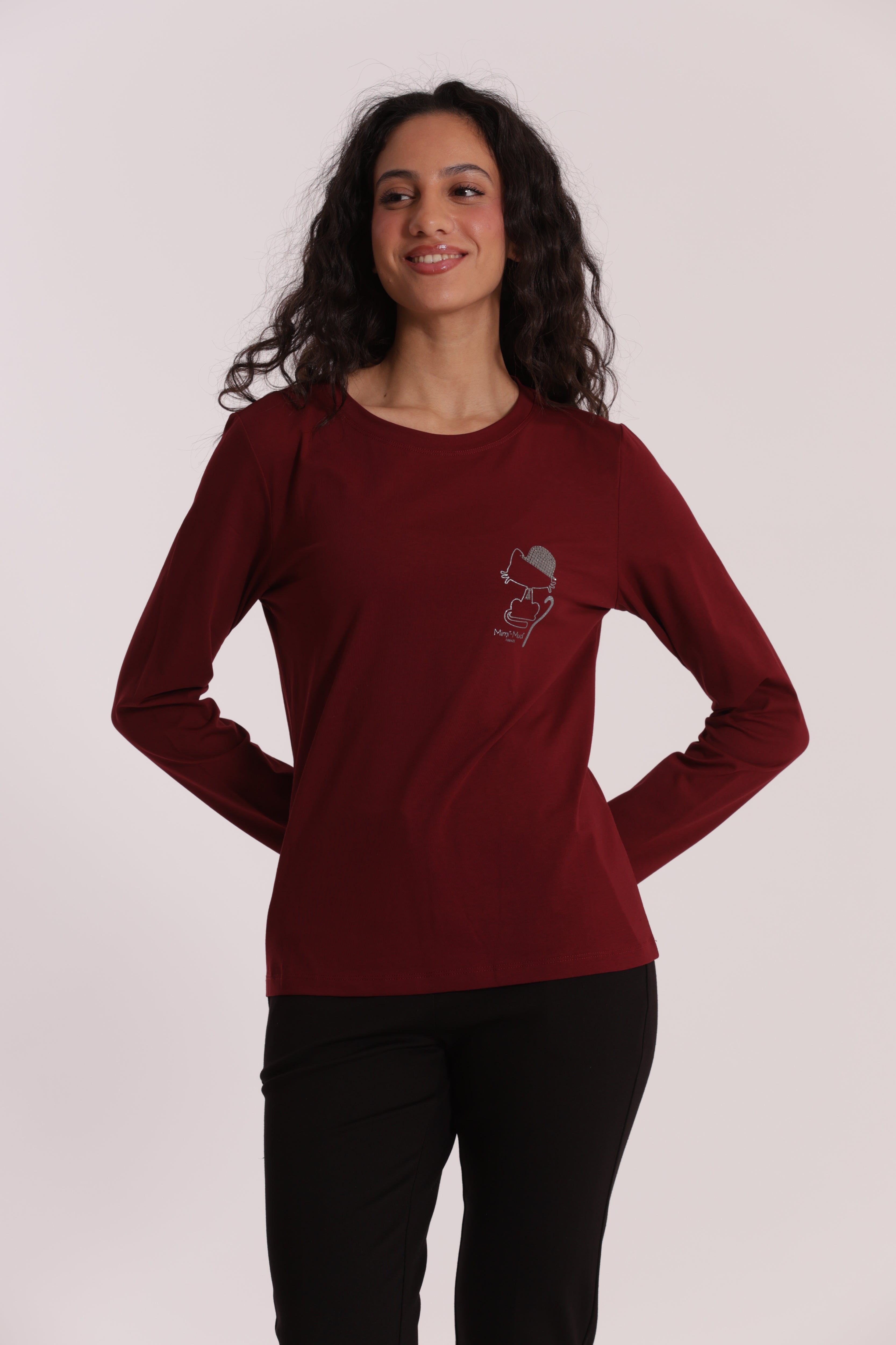 Mimi Mua T-Shirt Gatto Charlie Chaplin Bianca Cotone