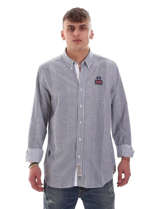 La Martina OMC021 PP472 camicia uomo M bianca