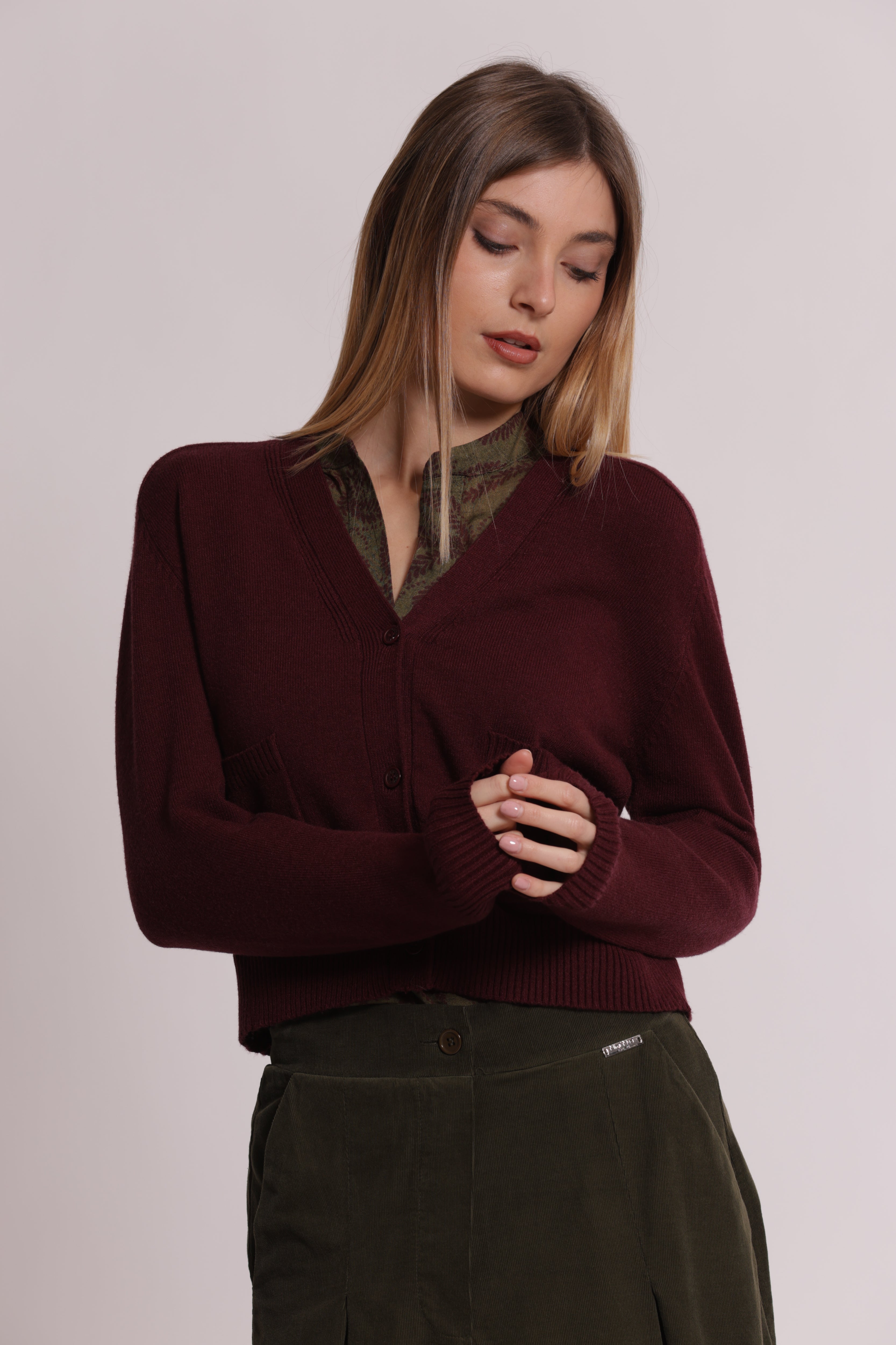 Mimi Mua Cardigan con Tasche Nero Maglia
