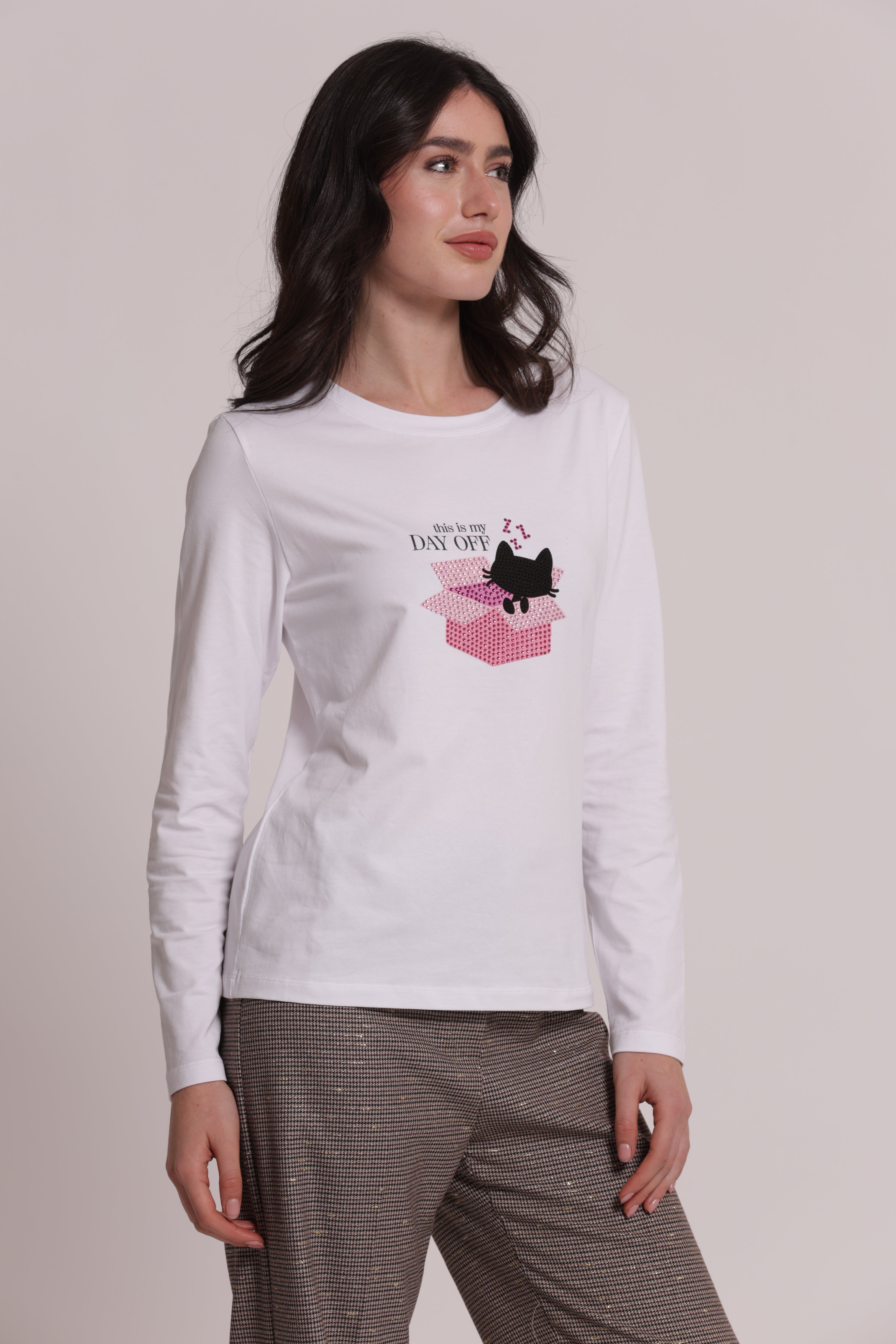 Mimi Mua This Is My Day Off T-shirt Maniche Lunghe