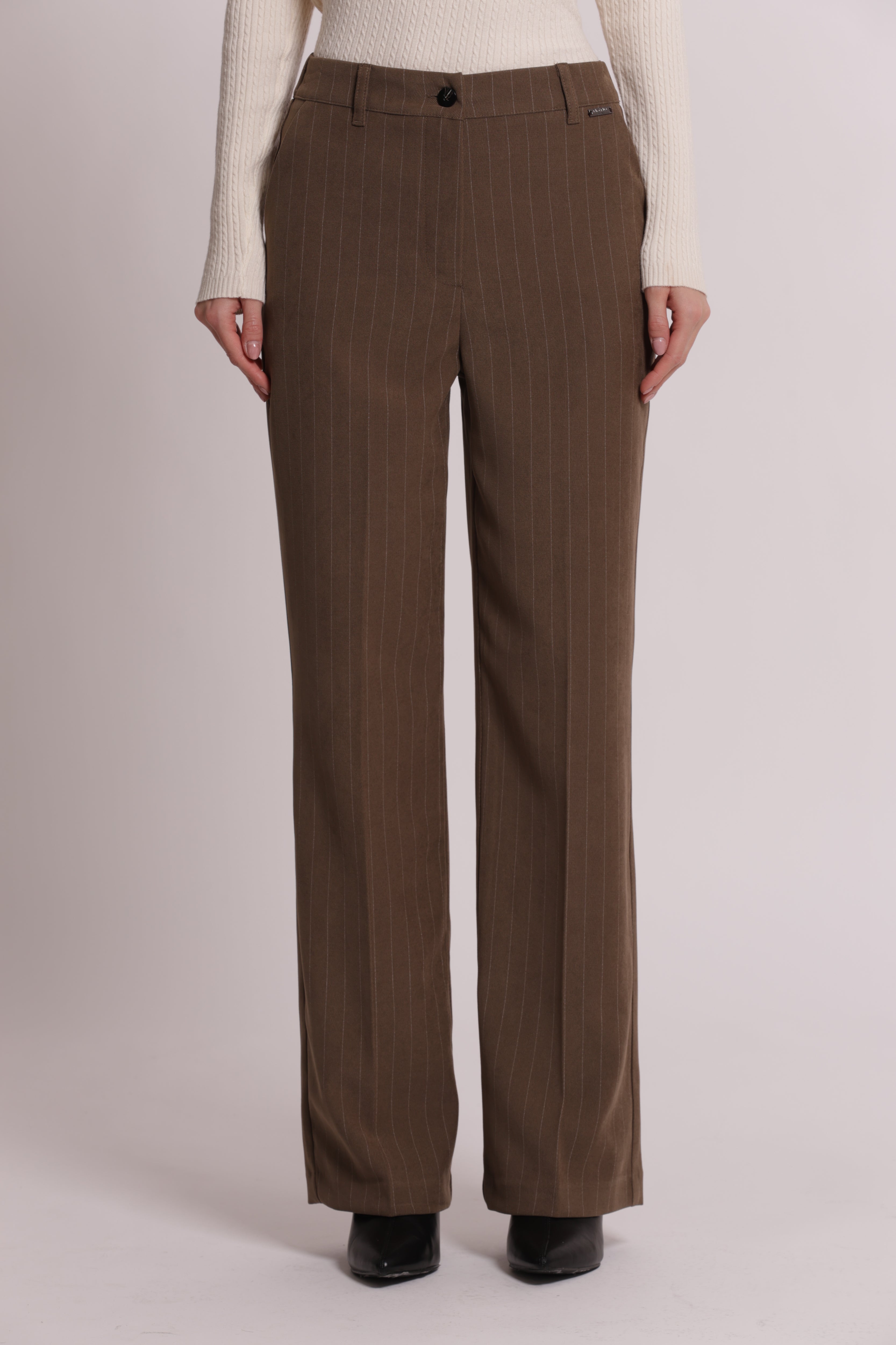 Mimi Mua Pantalone Palazzo Gessato Pantaloni Moro