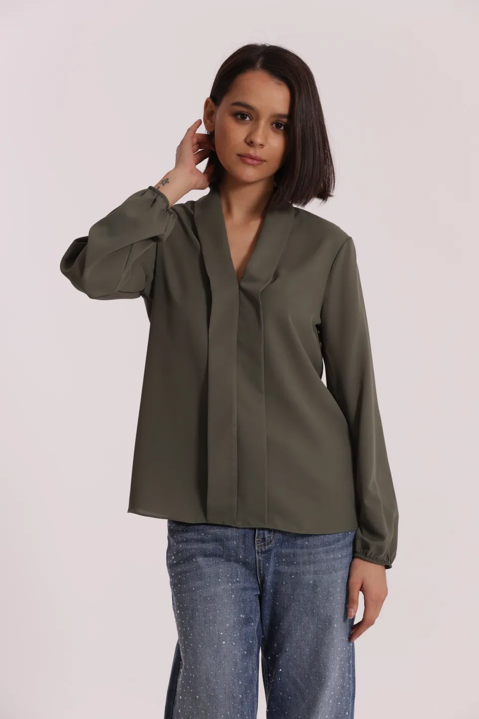 Mimi Mua Blusa con Pieghe Solton Nera
