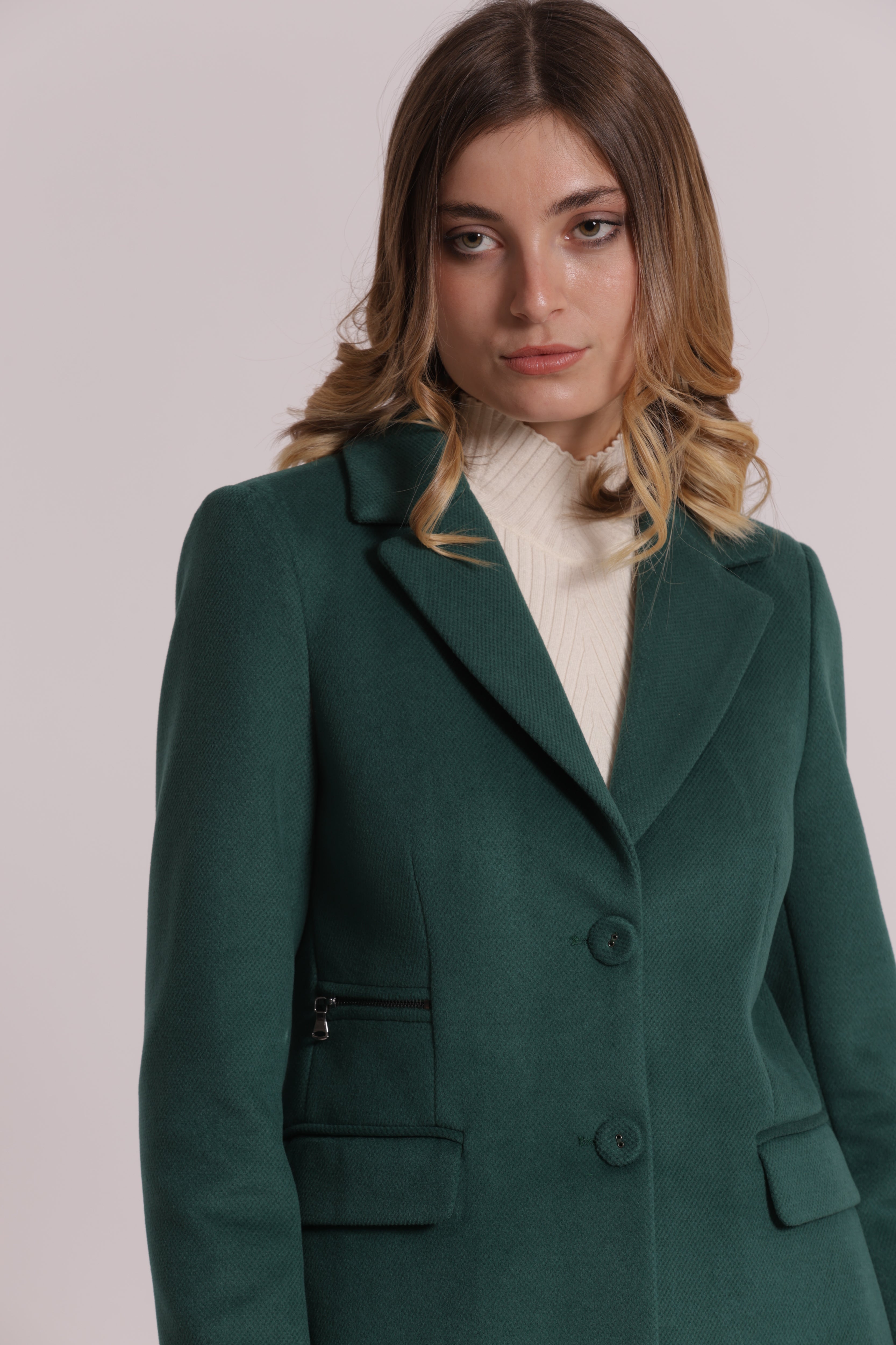 Mimi Mua Cappotto Baronetto con Zip Nero