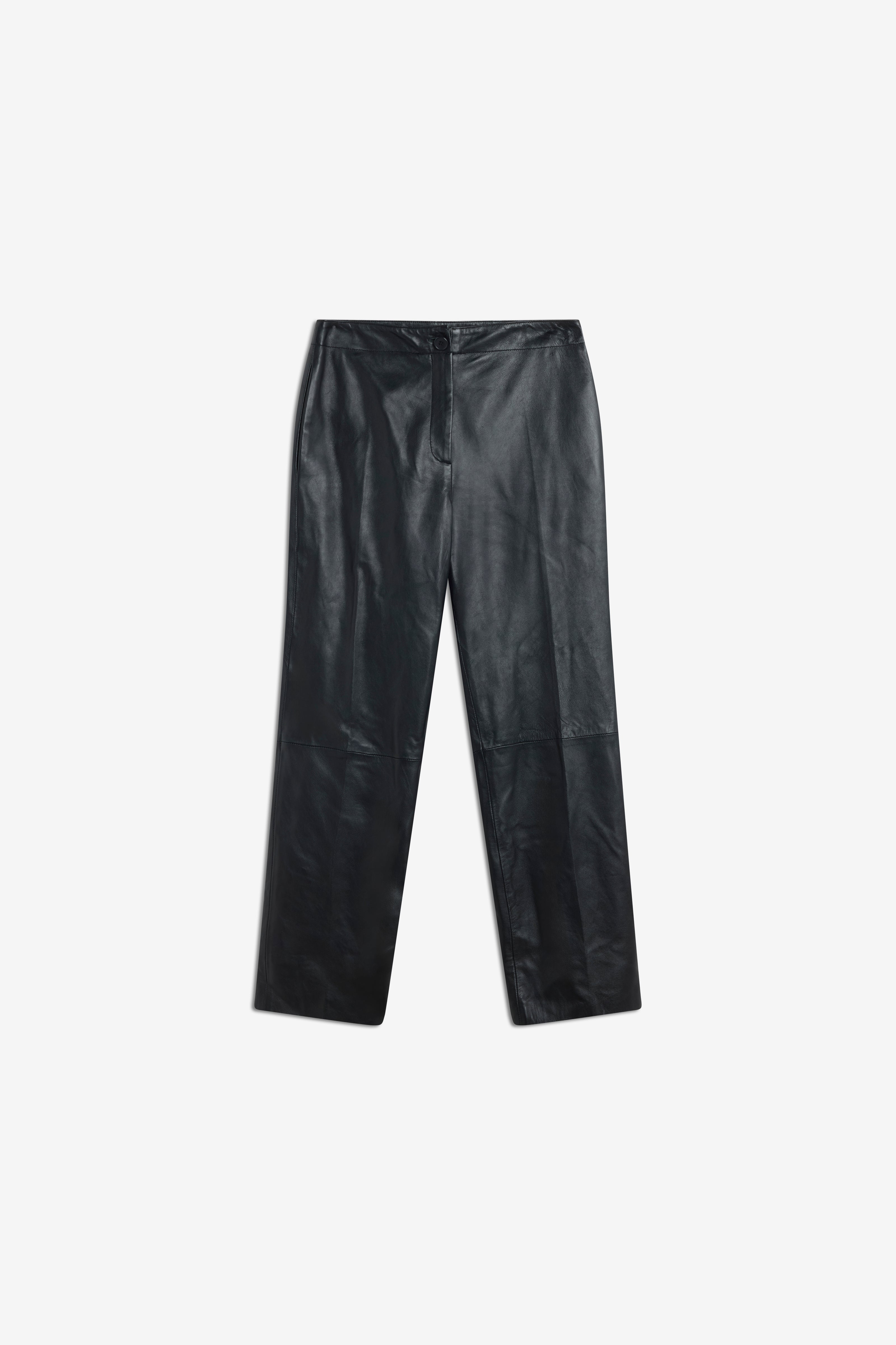 Semicouture Gena pantalone pelle nero gamba dritta