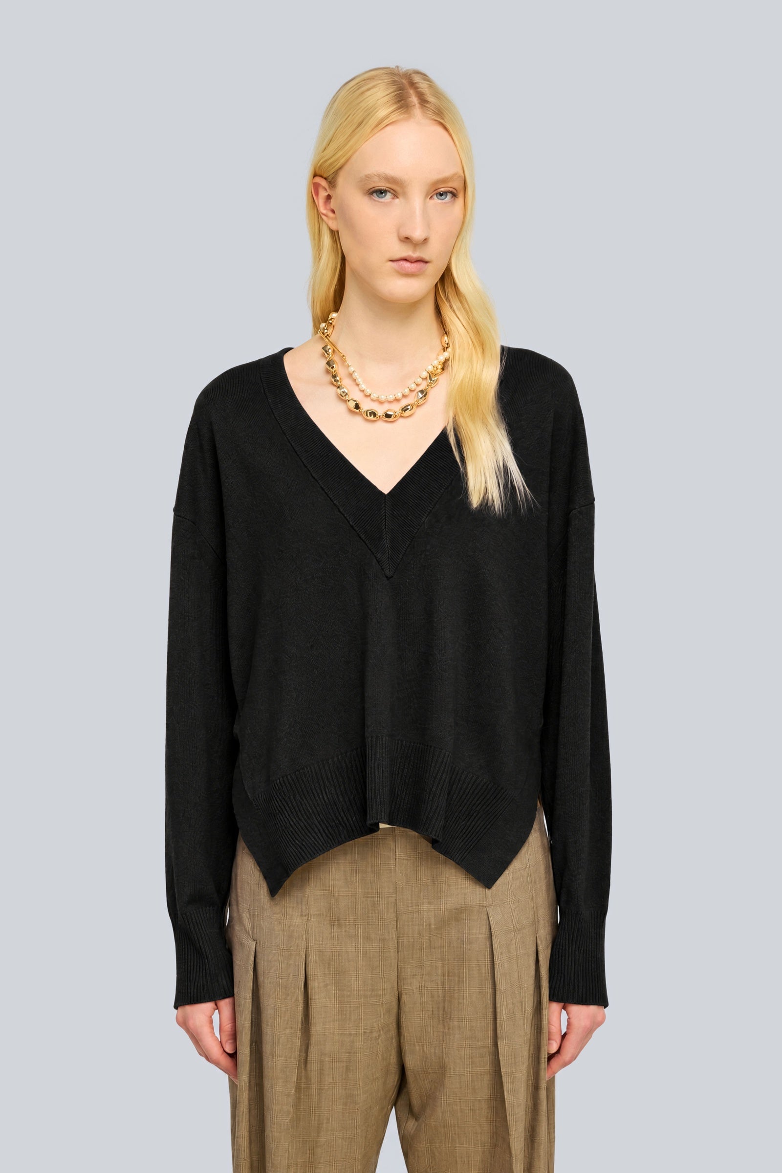 Semicouture Bertha maglia scollo a V spritz misto lana cashmere