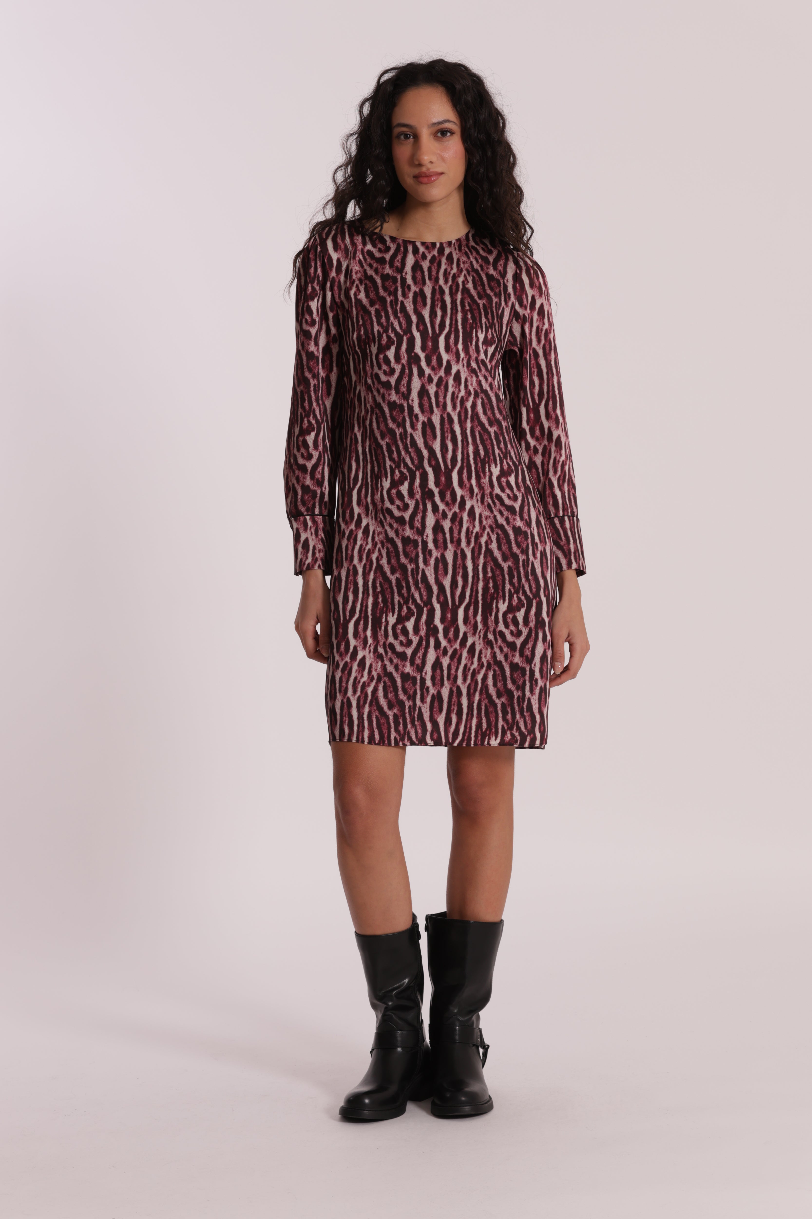 Mimi Mua Abito Corto Animalier Burgundy