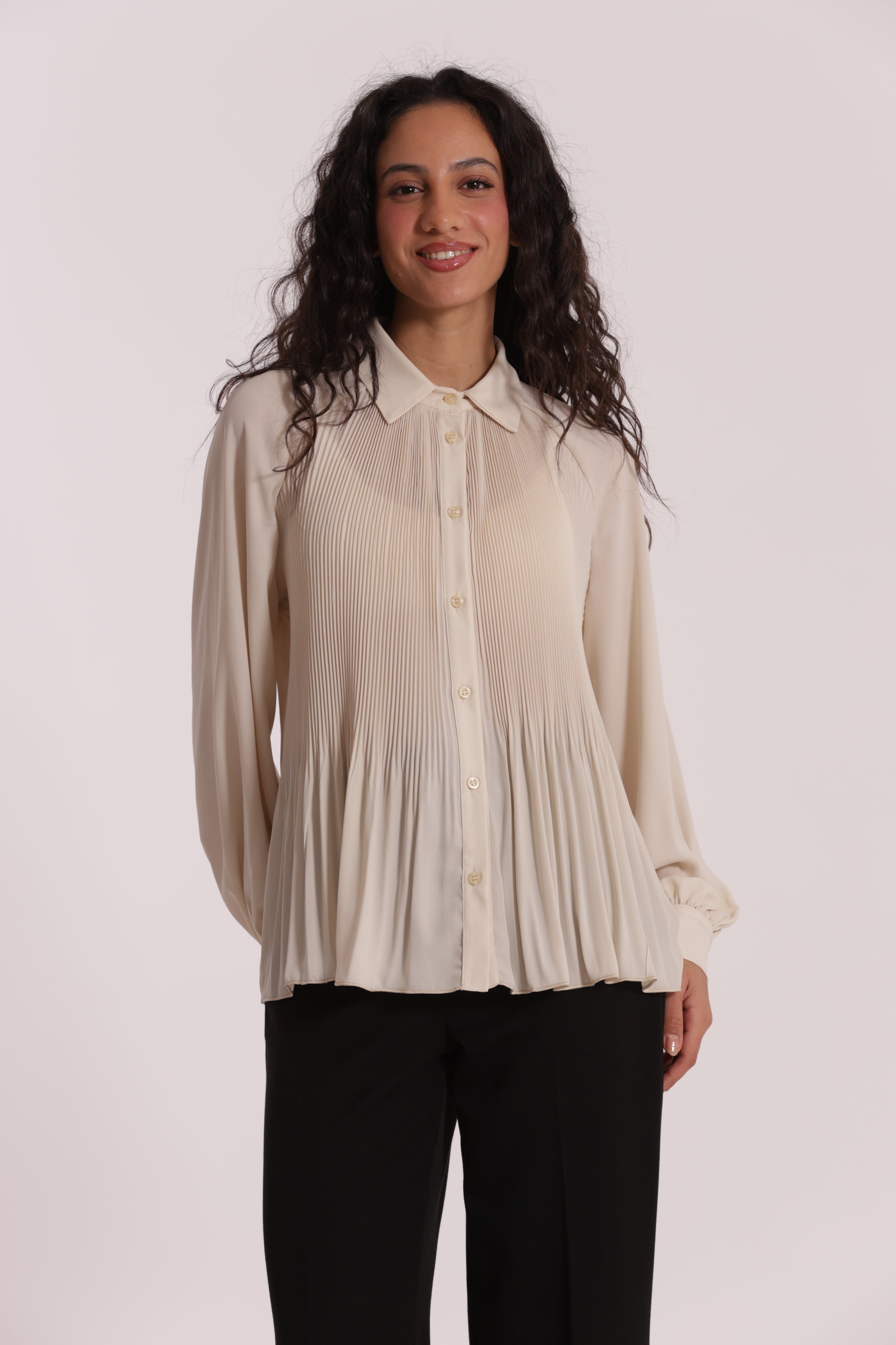 Mimi Mua Camicia Plissè Nera
