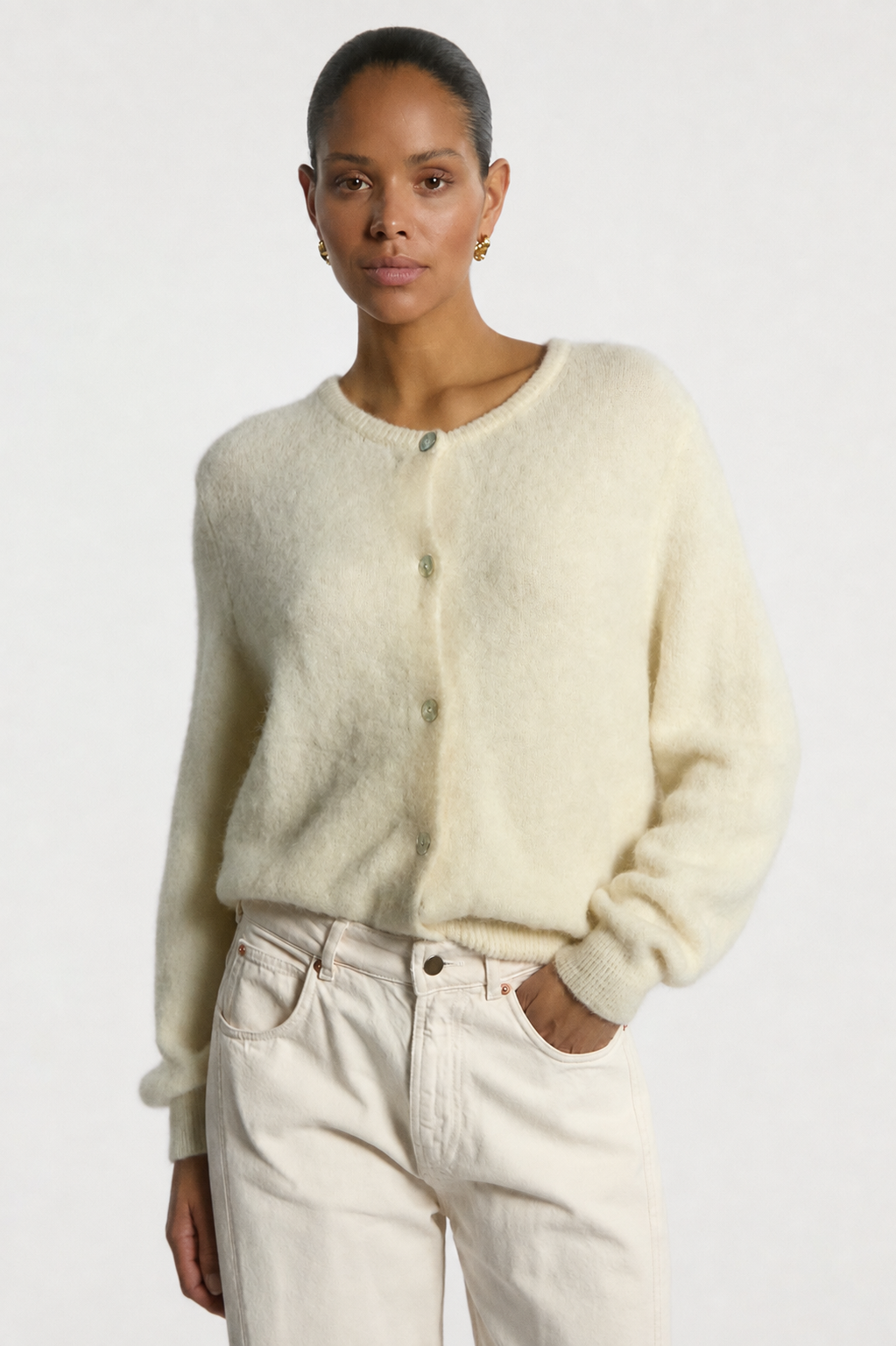 Aaiko Daley jeans cream barrel vita alta