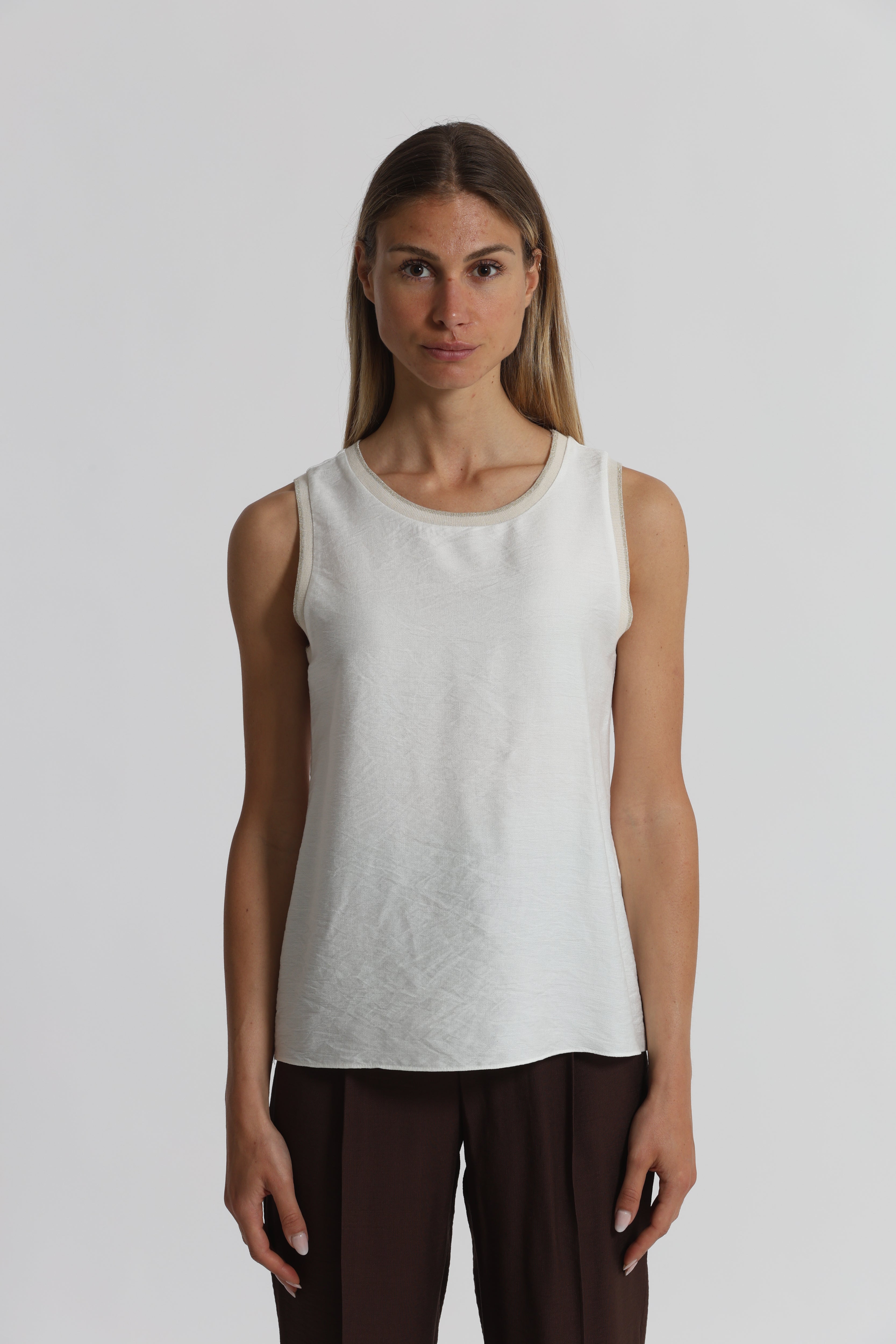 Mimi Mua Visino top bianco viscosa taglia S