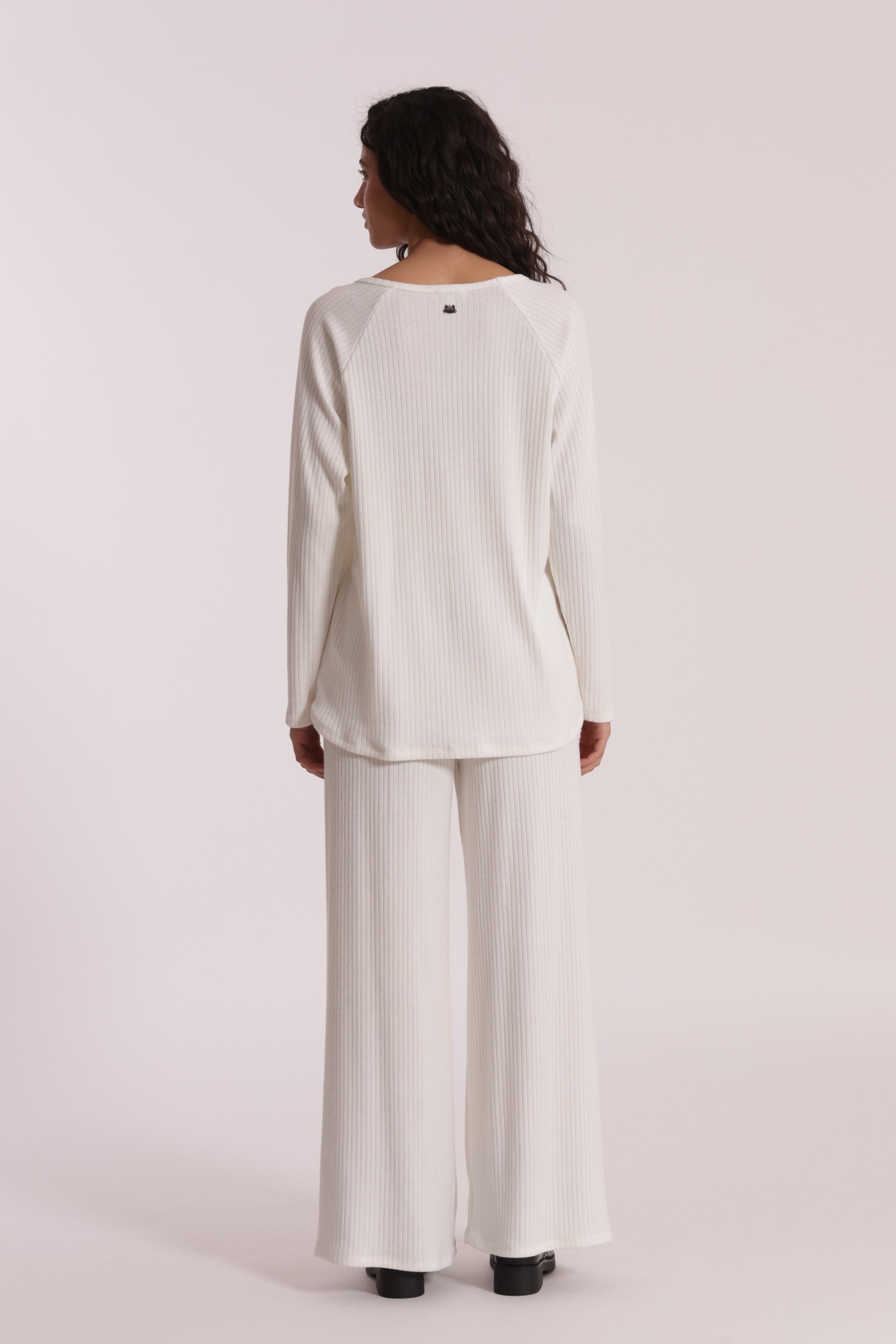 Mimi Mua Palazzo Maglia a Coste Pantalone Nero