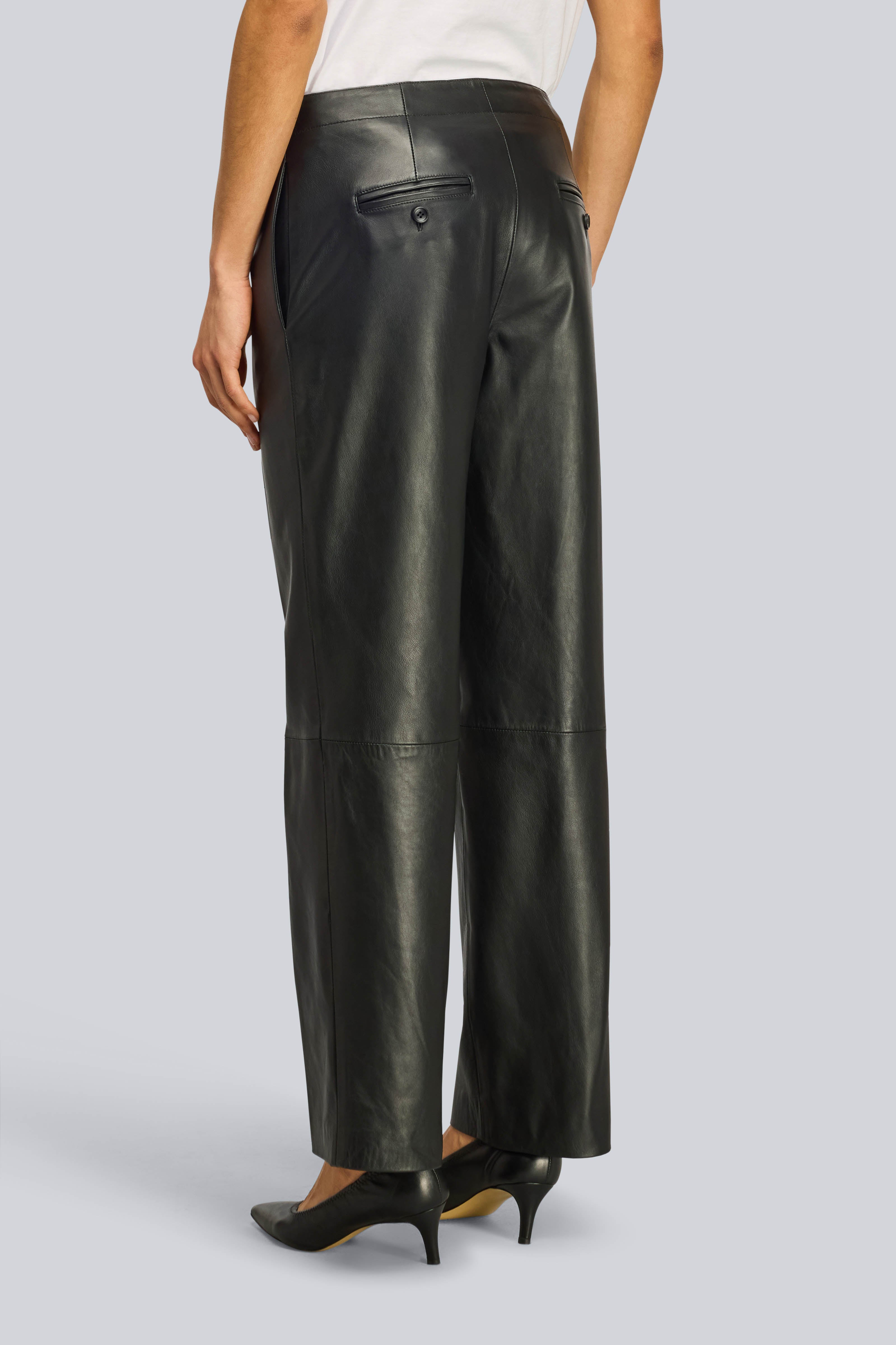 Semicouture Gena pantalone pelle nero gamba dritta