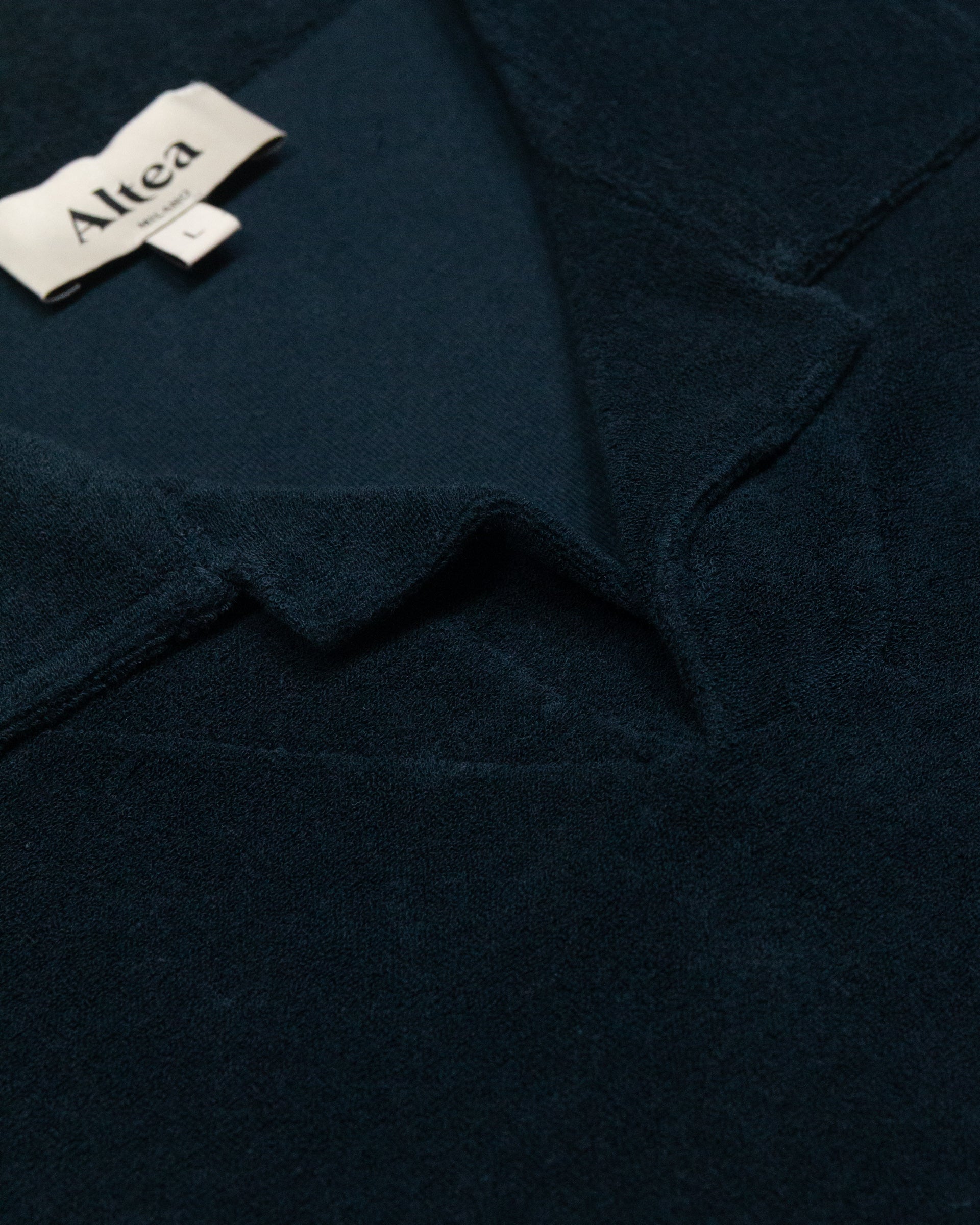 Altea Alicudi polo spugna cotone blu navy collo aperto