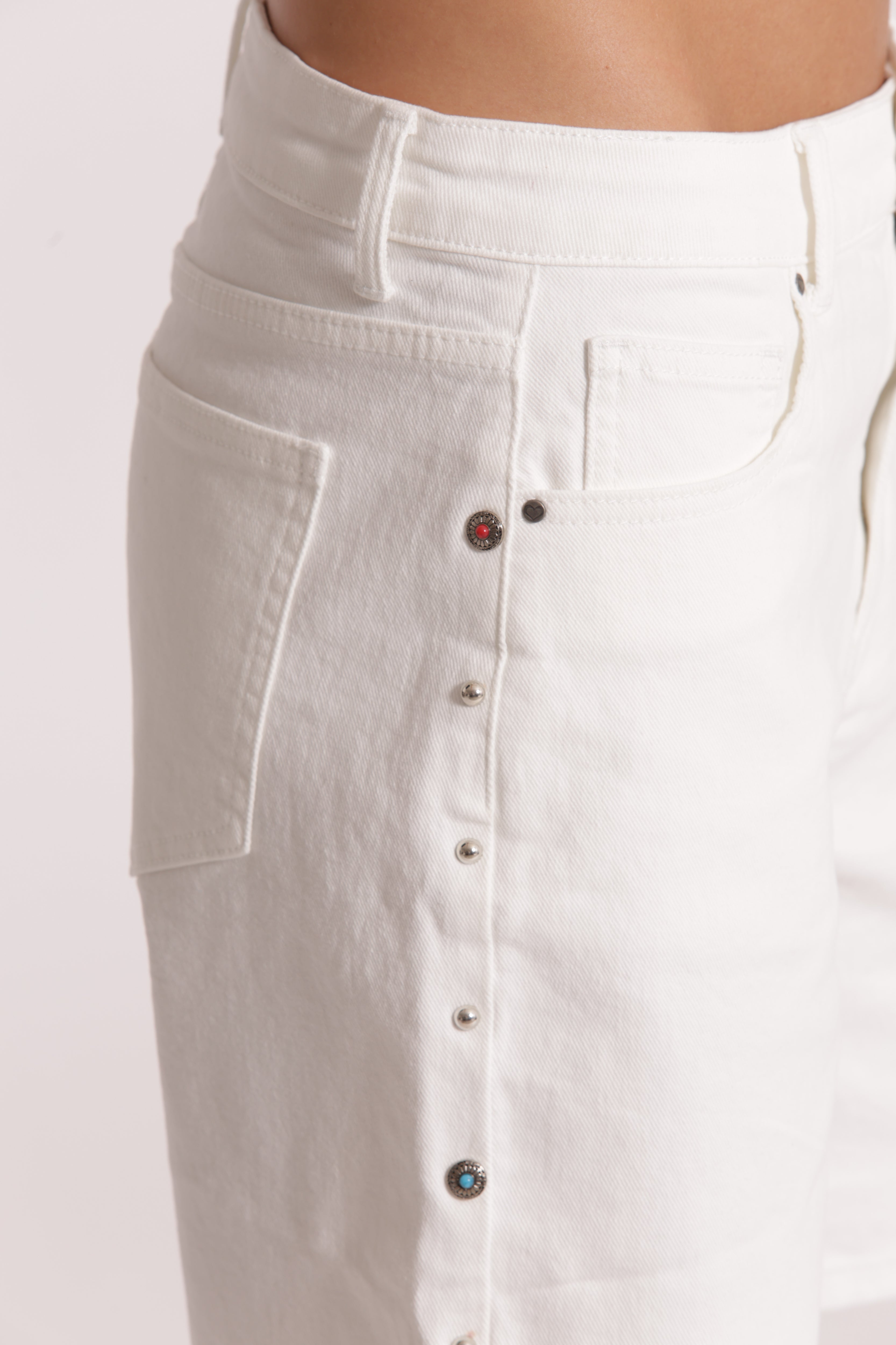 Mimi Mua Bermuda Denim Borchie Blu Medio