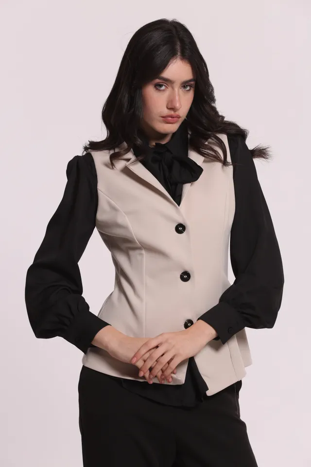 Mimi Mua Scuba Crepe gilet nero