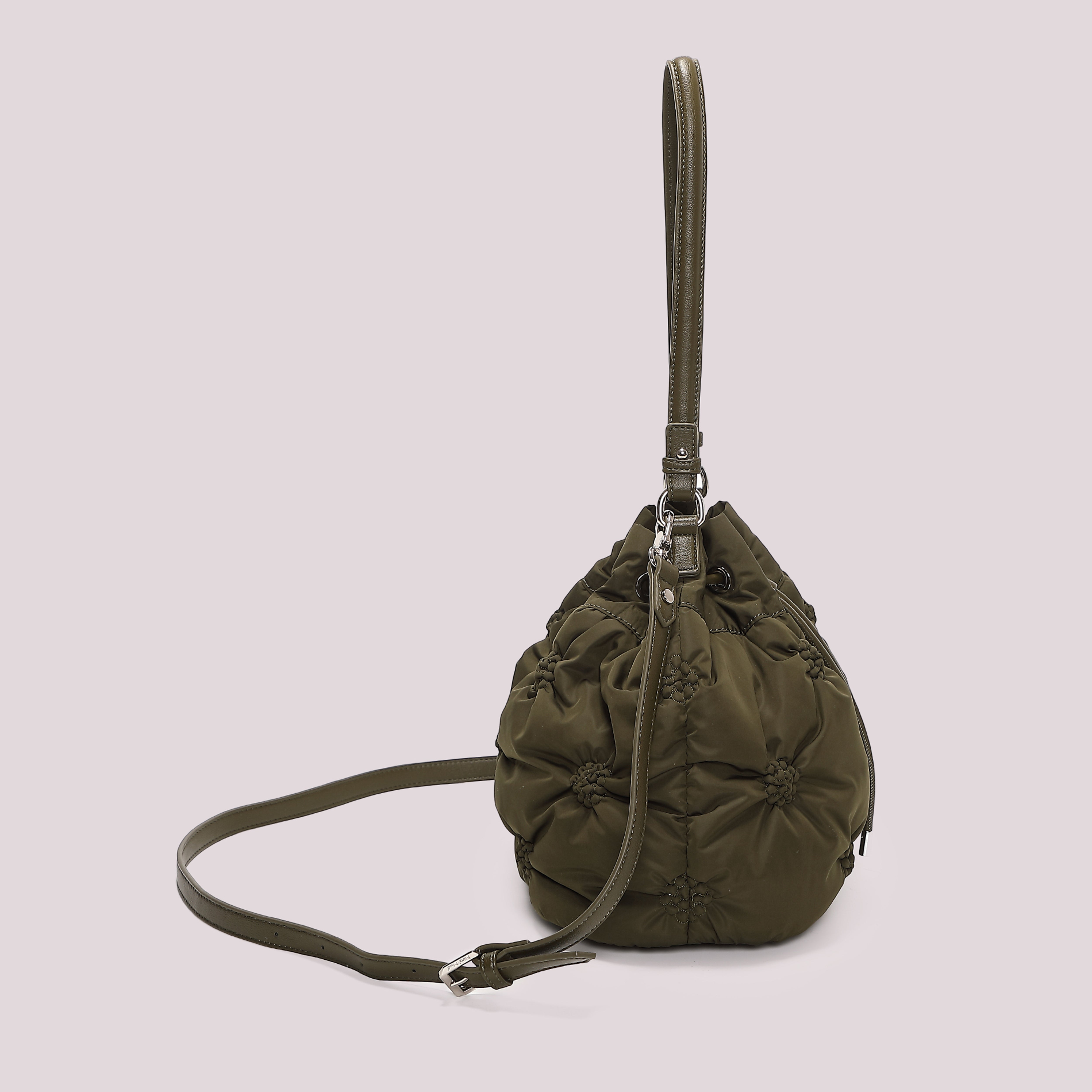 Mimi Mua Secchiello Effetto Piumino Borsa a Mano Nero Tracolla