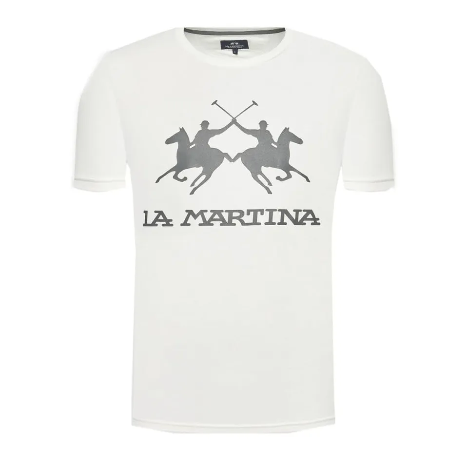 La Martina CCMR05 JS206 T-Shirt Uomo Off White Cotone