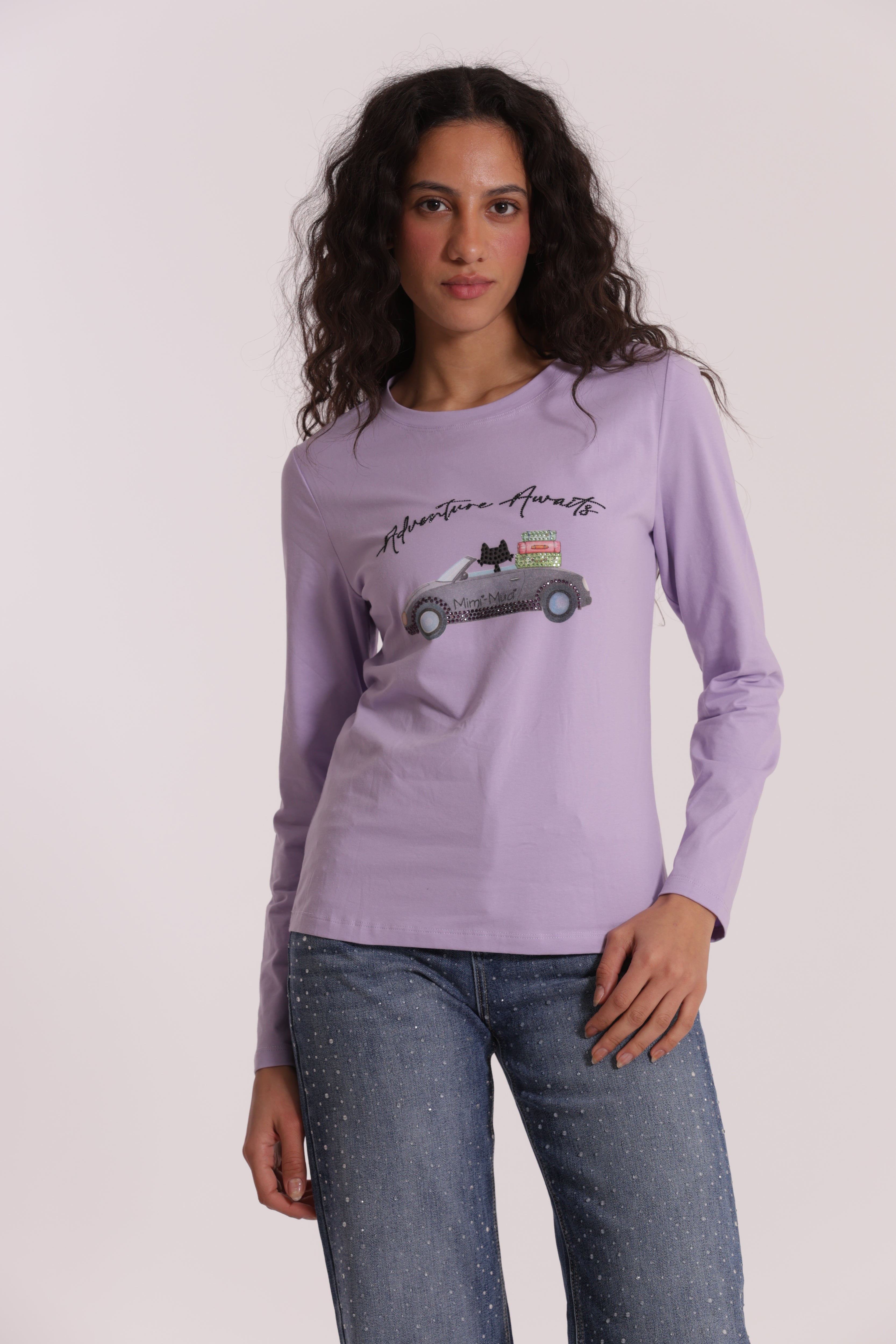 Mimi Mua T-Shirt Adventure Awaits Bianca Cotone
