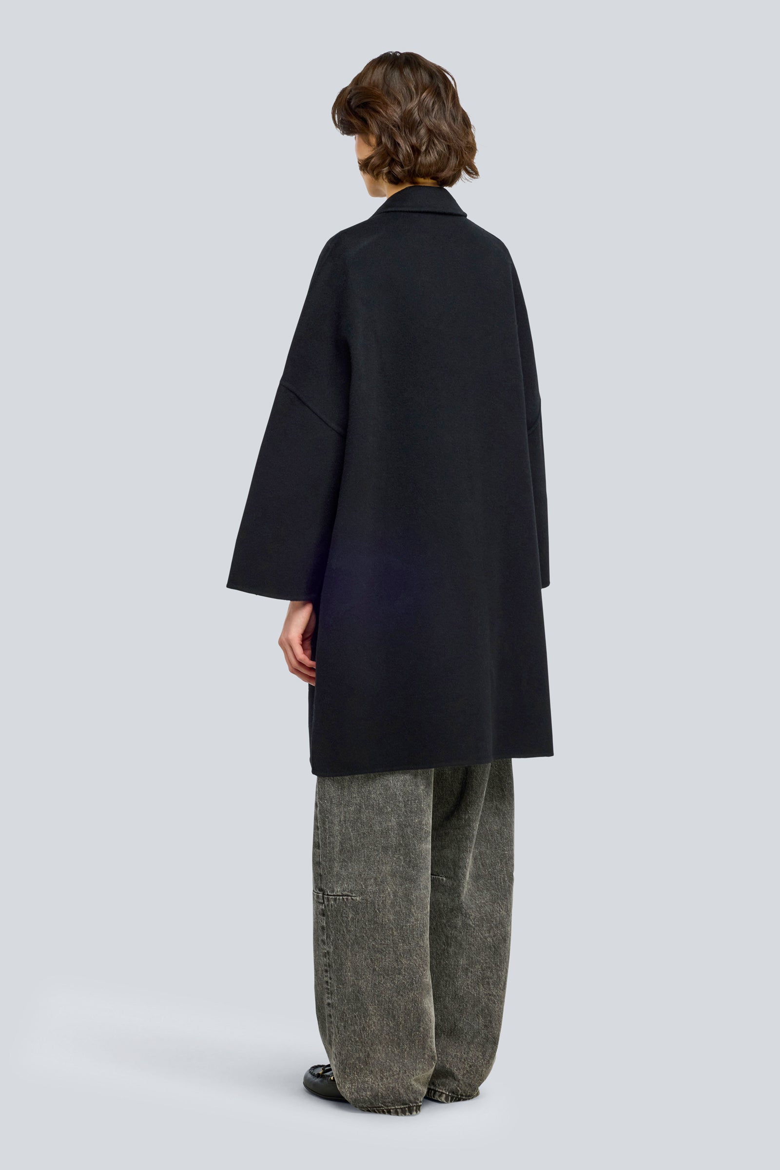 Semicouture Sigmung cappotto nero panno doppio