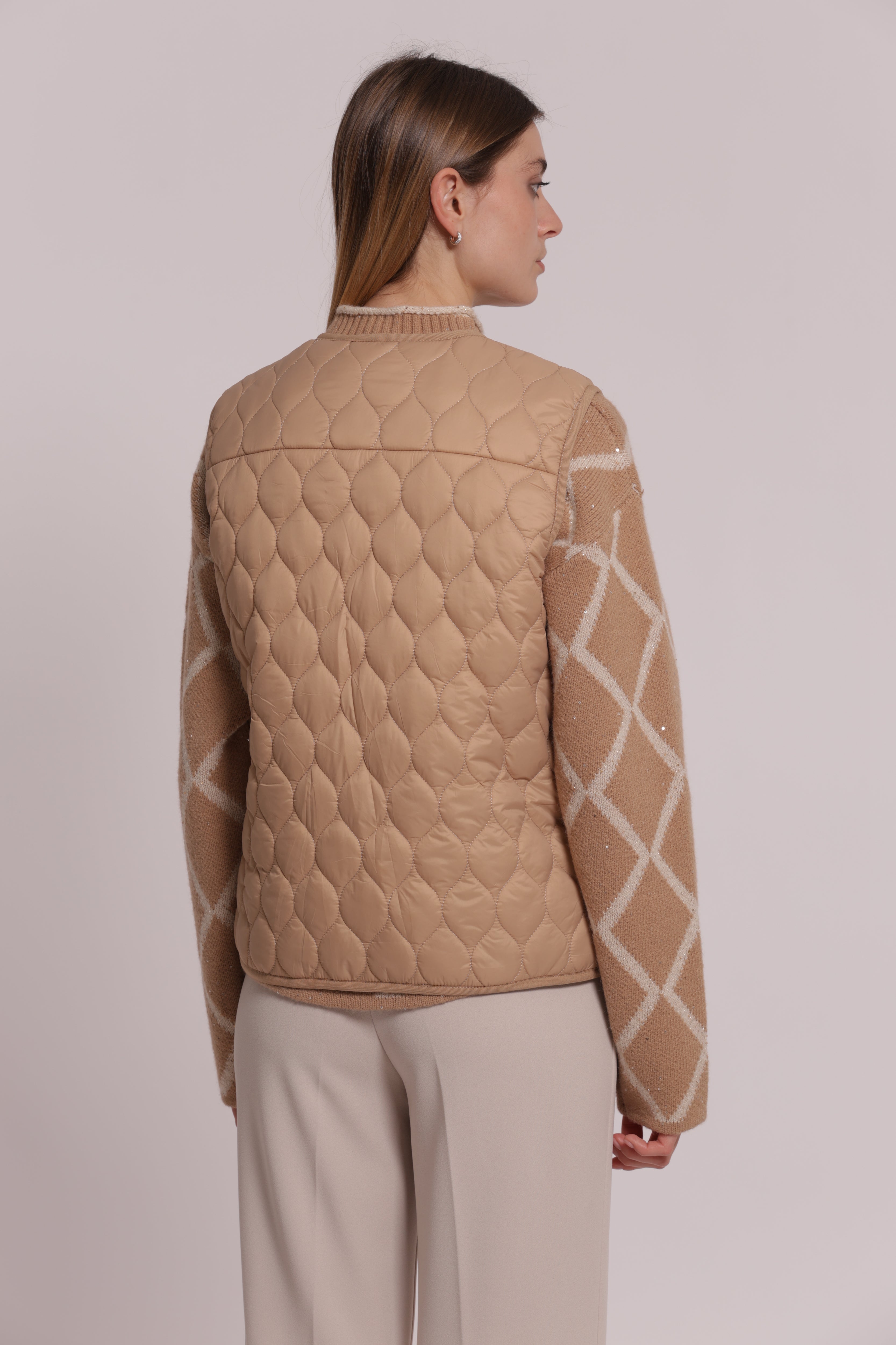 Mimi Mua Gilet Piumino Corto Smanicato Nero Trapuntato