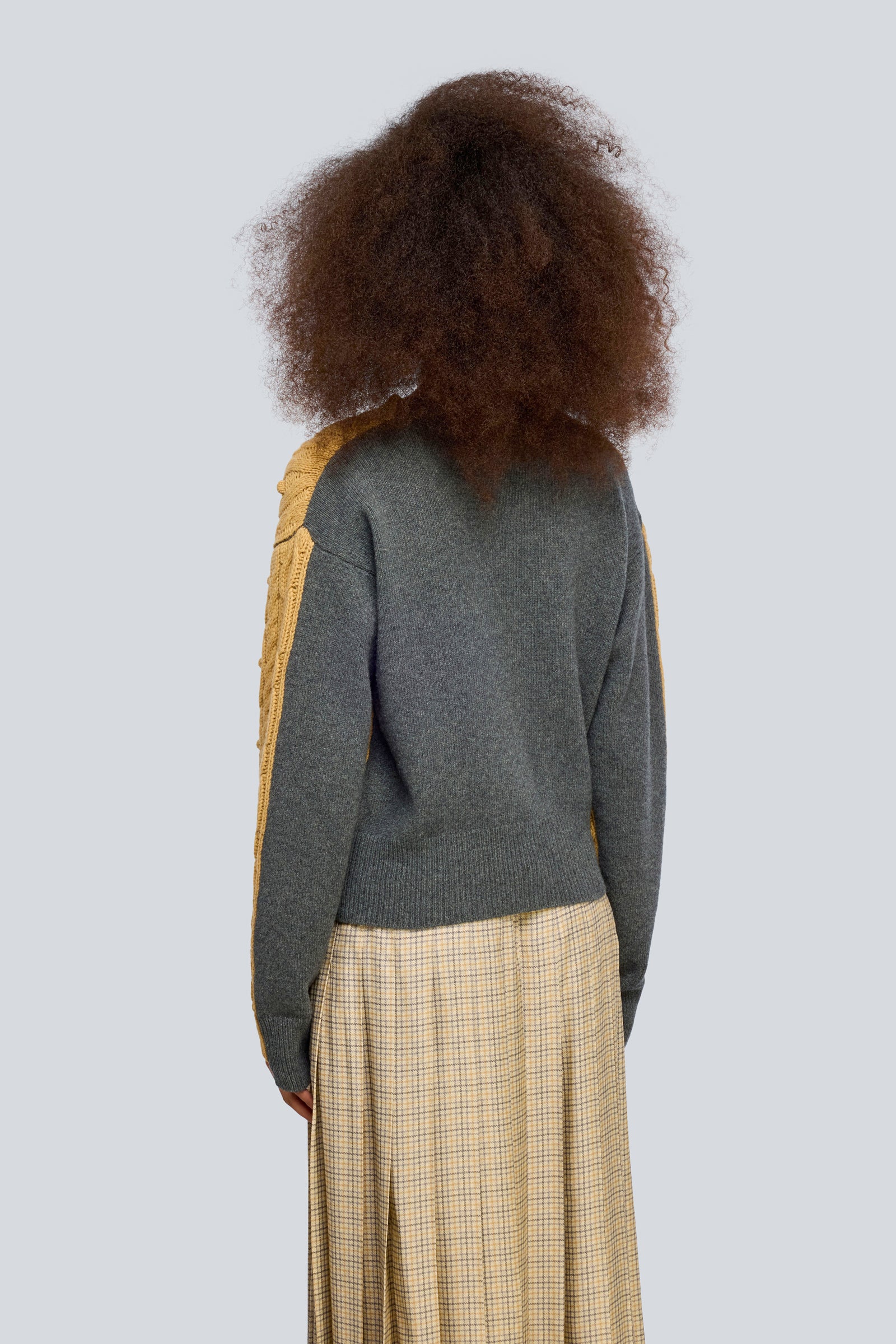 Semicouture Jane cardigan cammello-grigio trecce