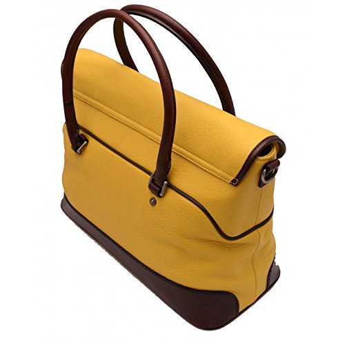 La Martina Polo borsa tracolla pelle gialla cartella 36x28