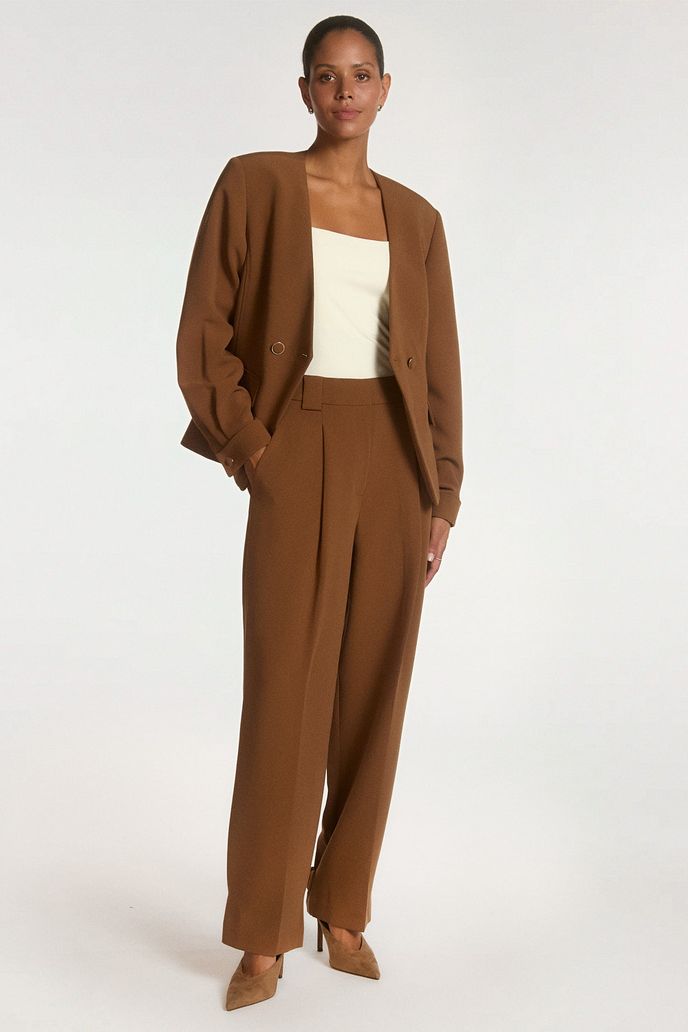 Aaiko Kayla blazer doppiopetto marrone scollo V
