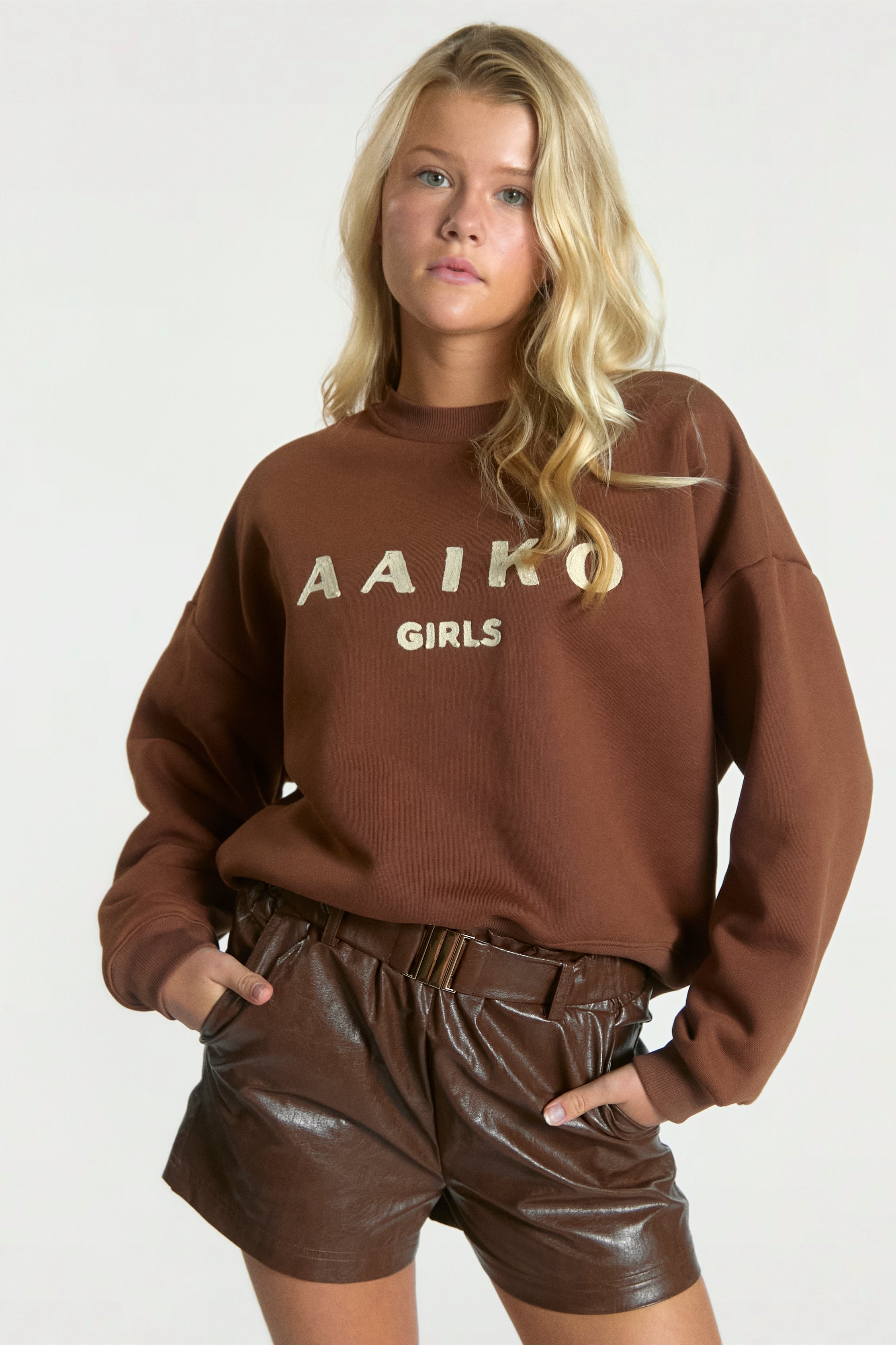 Aaiko Rikki shorts marrone ecopelle con cintura