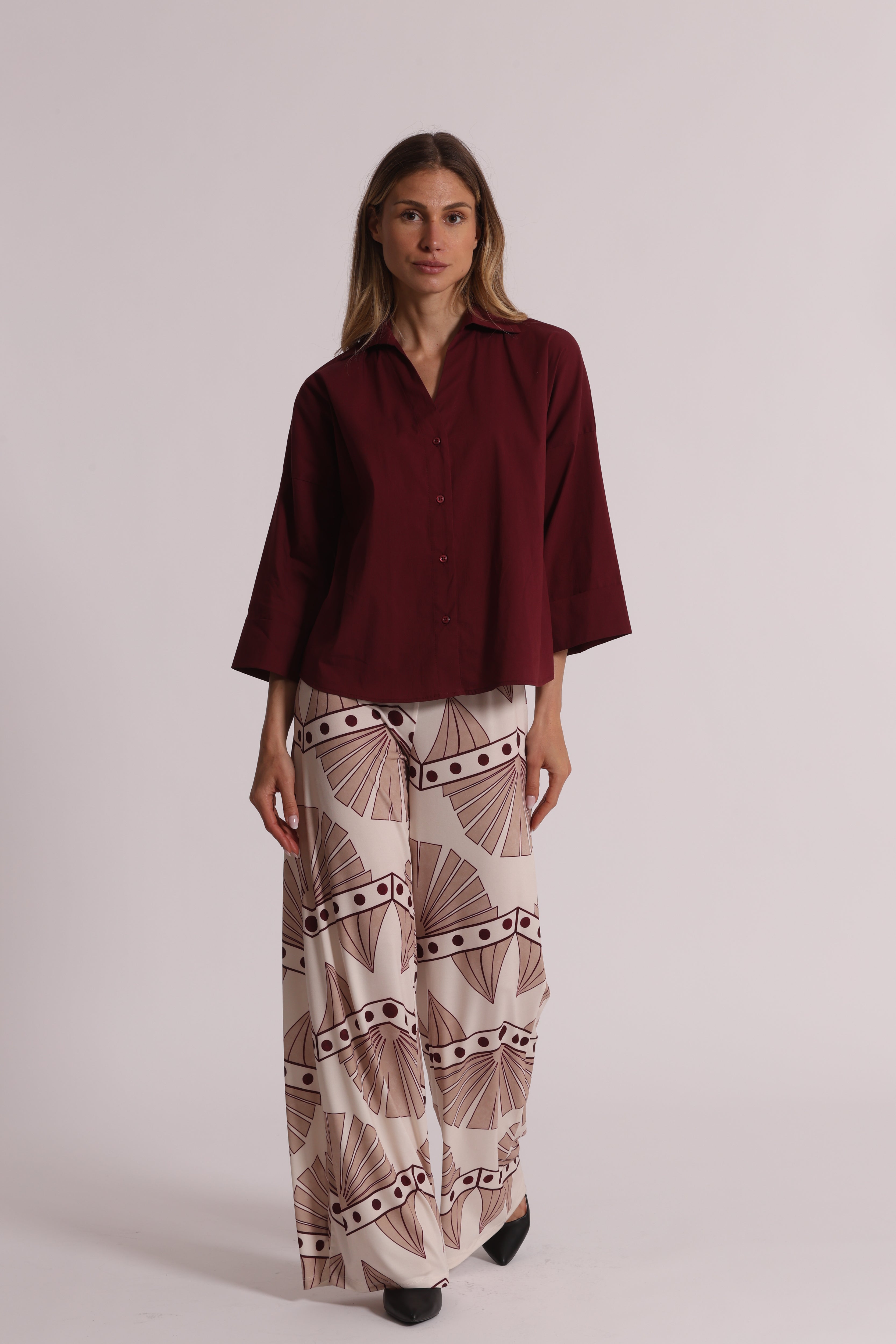 Mimi Mua Camicia Maniche Ampie Bianca Cotone