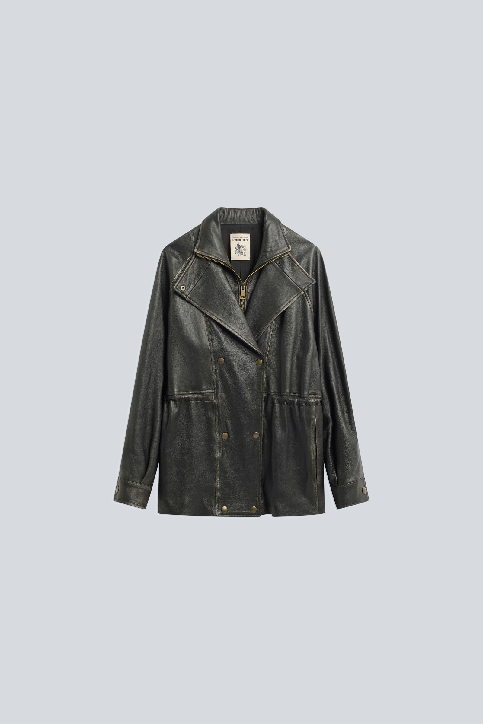 Semicouture Alanis giacca vera pelle nero