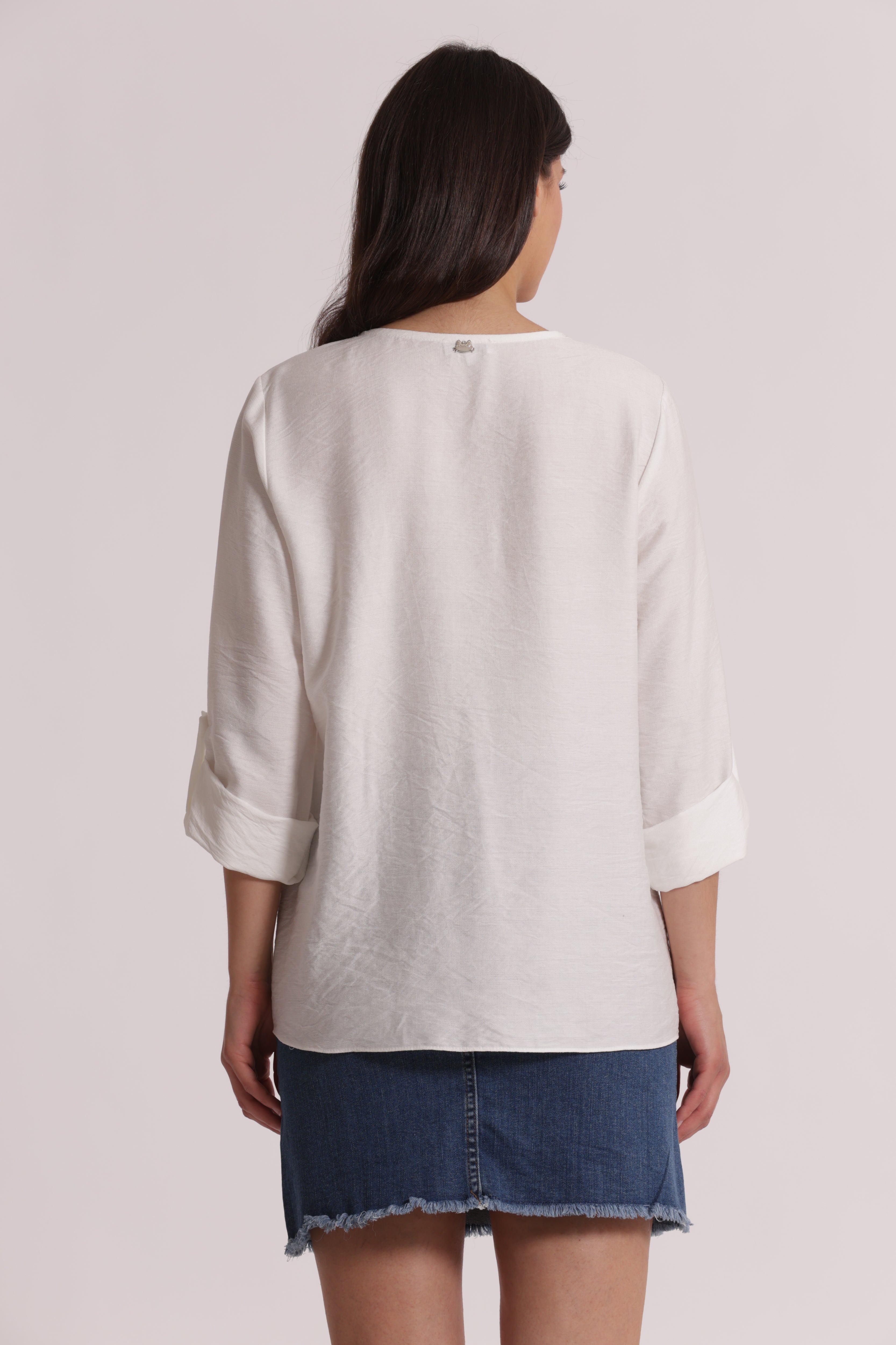 Mimi Mua Blusa Maniche Tre Quarti Bianco S viscosa
