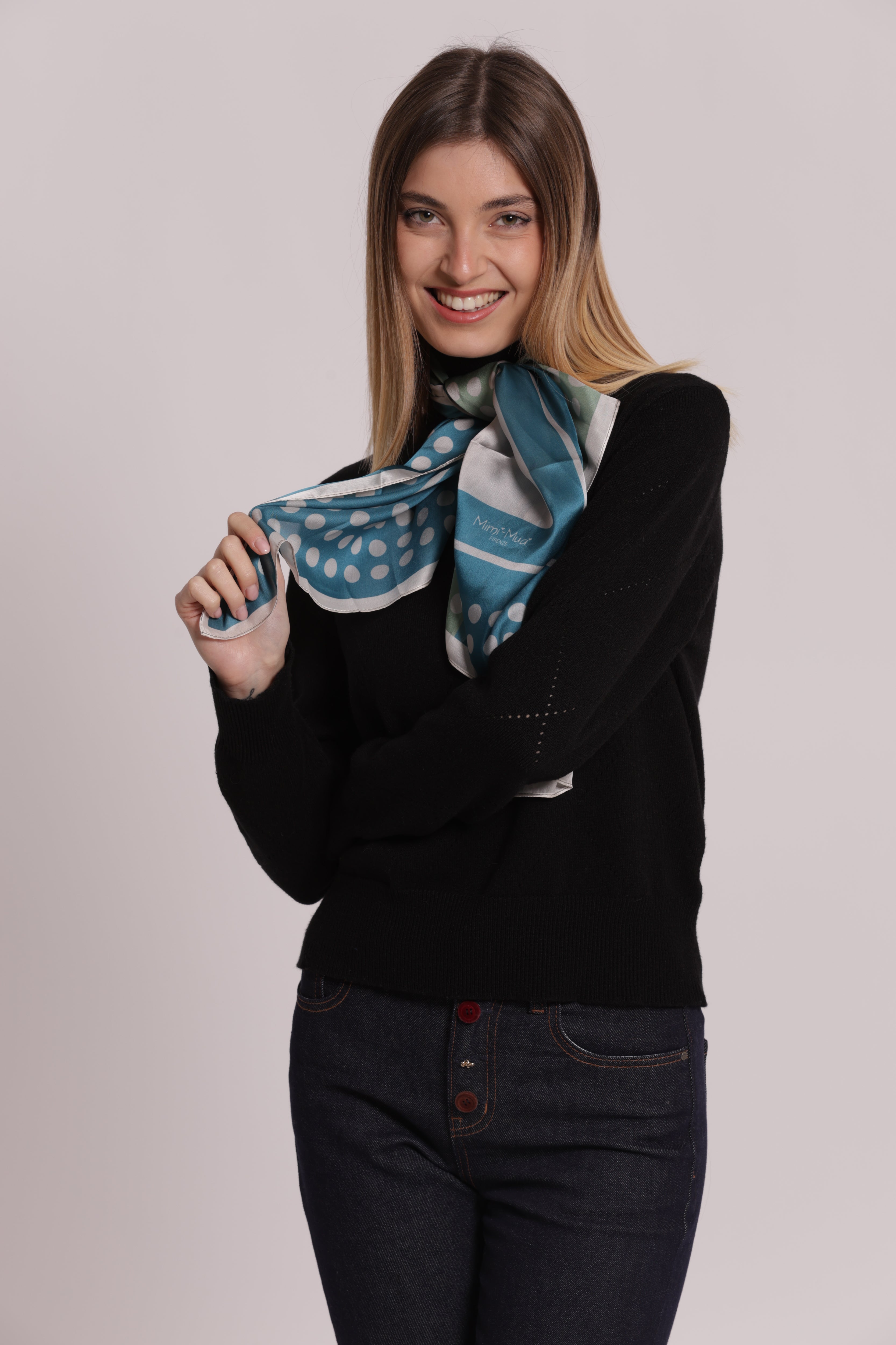 Mimi Mua Foulard Cornice Pallini 90x90 Moro