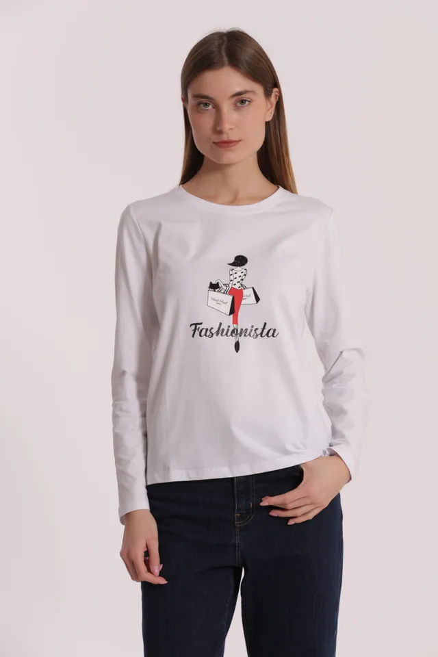 Mimi Mua Fashionista t-shirt bianco scritta logo