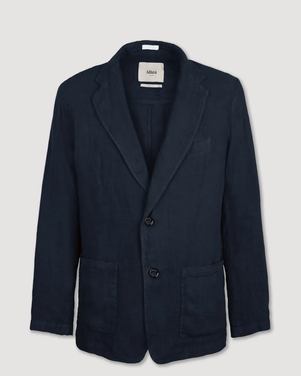 Altea Aaron blazer lino sfoderato navy