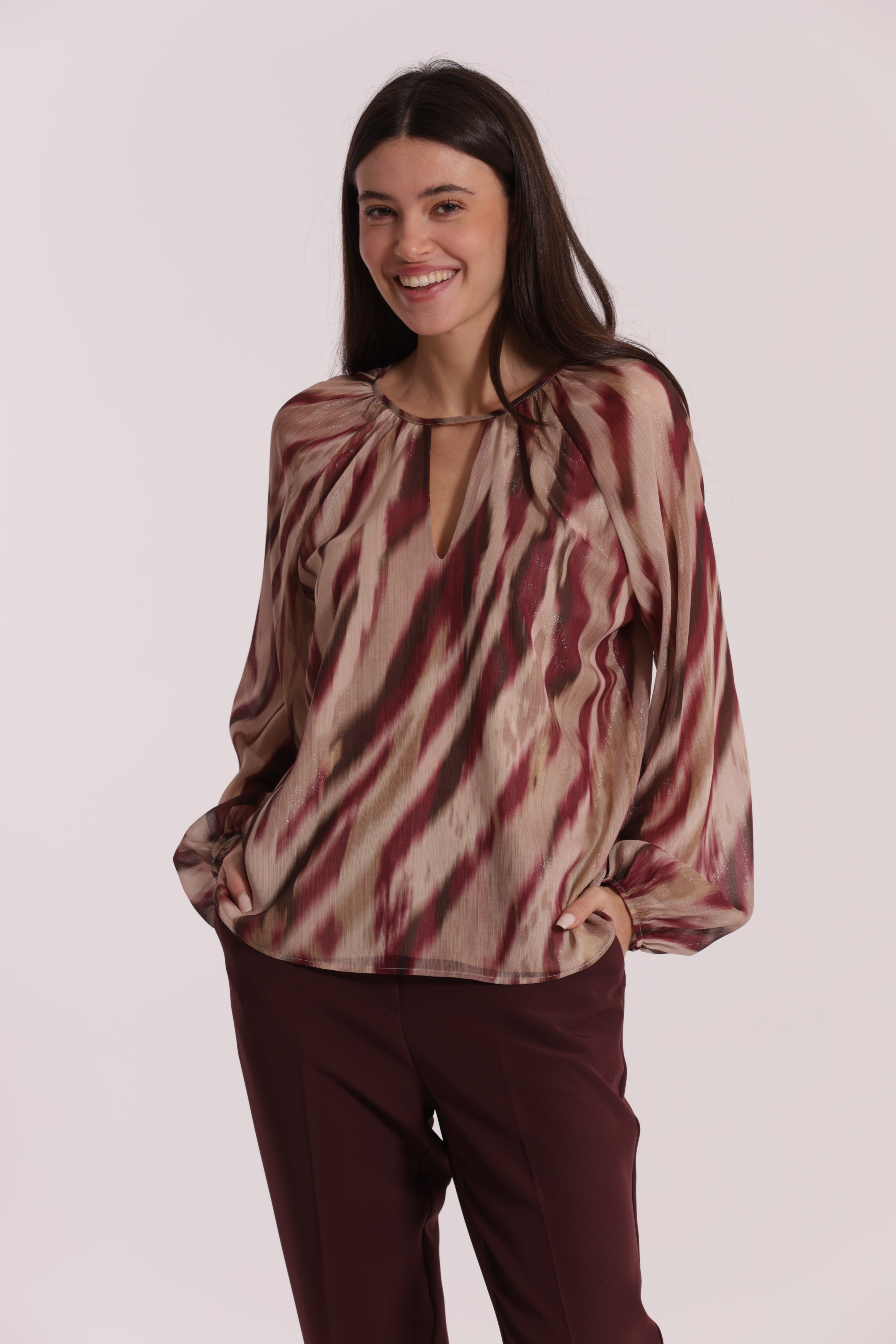 Mimi Mua blusa scollo tondo paradisea mosto