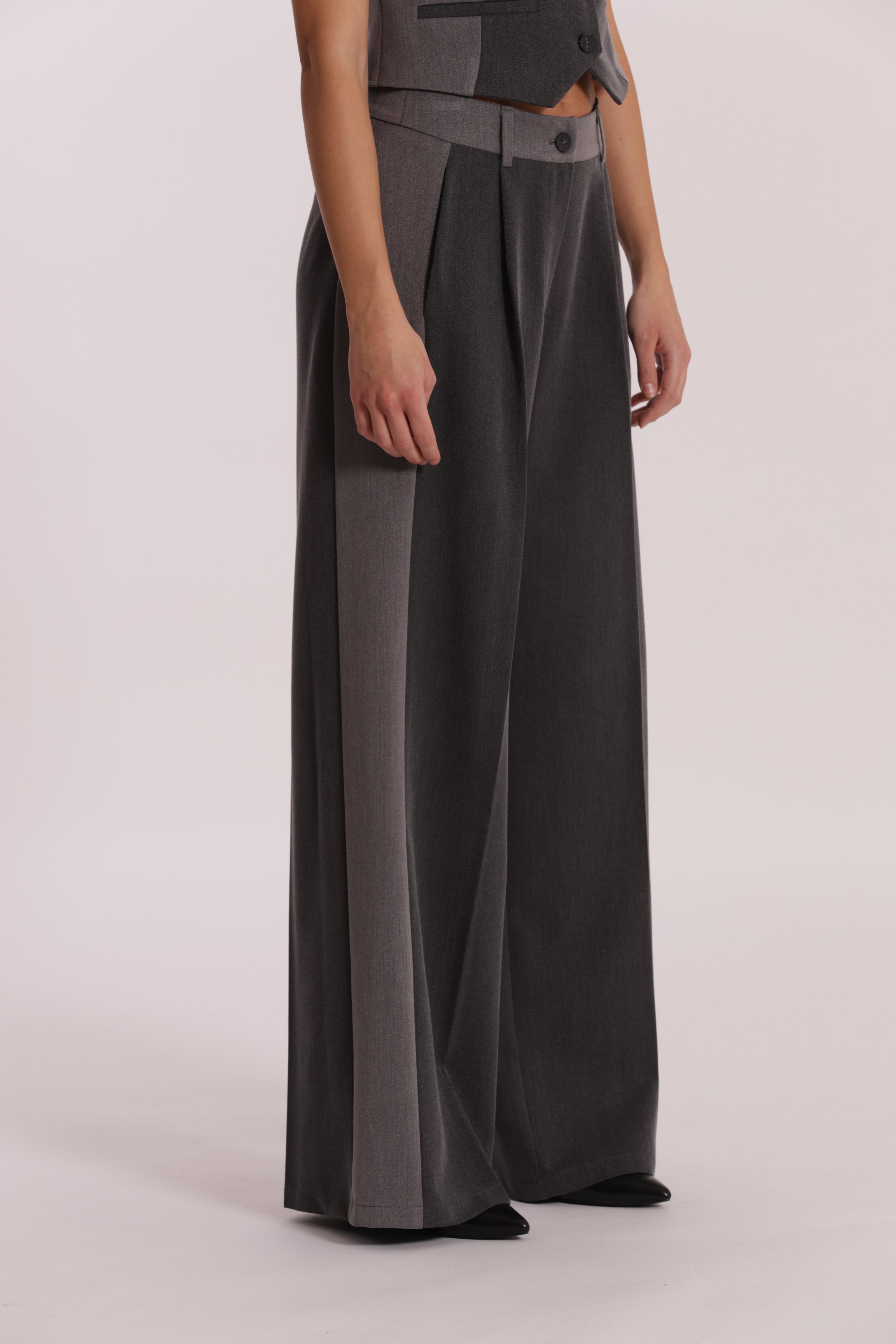 Mimi Mua Palazzo Color Block pantaloni grigio chiaro/antracite
