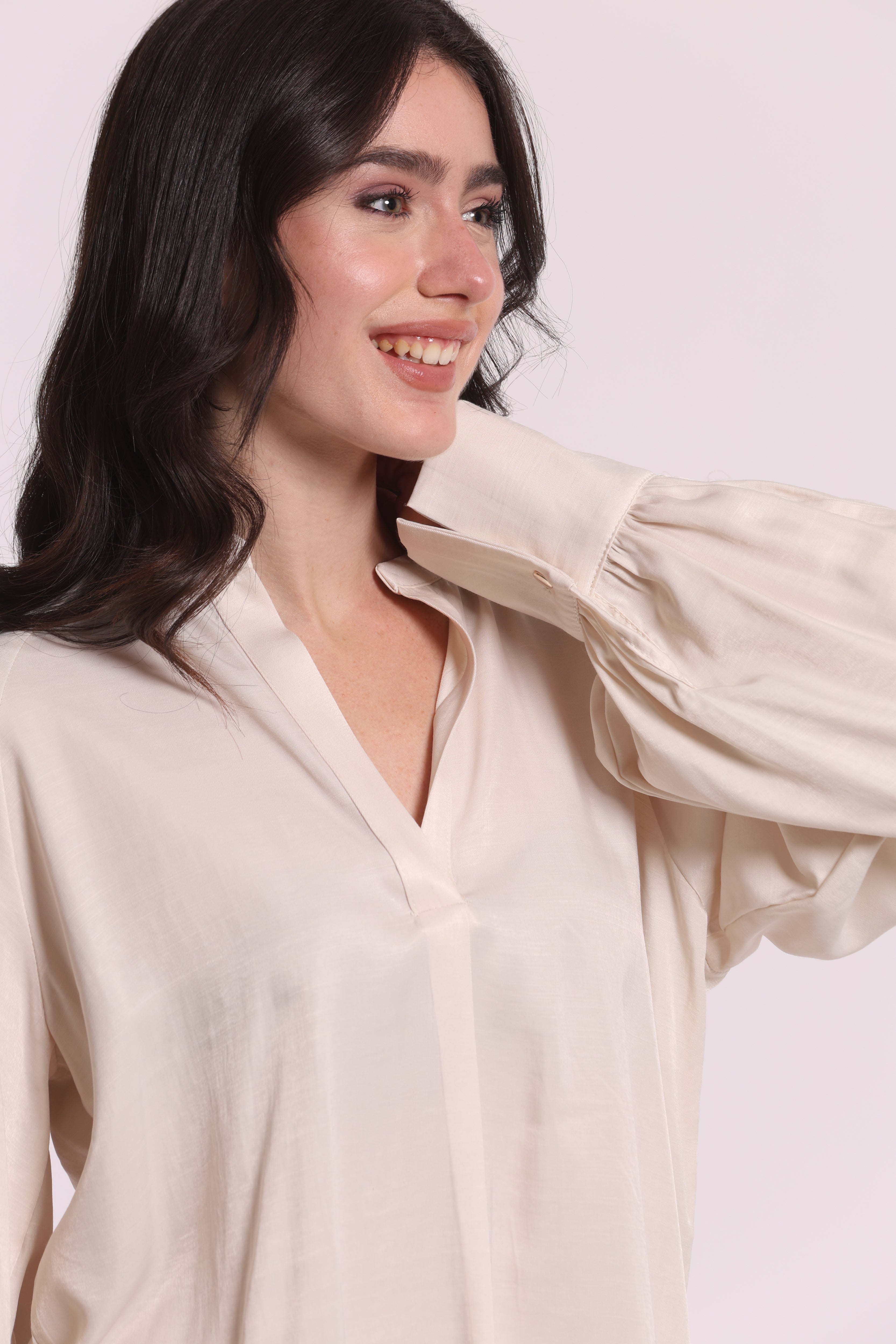 Mimi Mua Blusa Scollo a V Mano Seta blusa nero