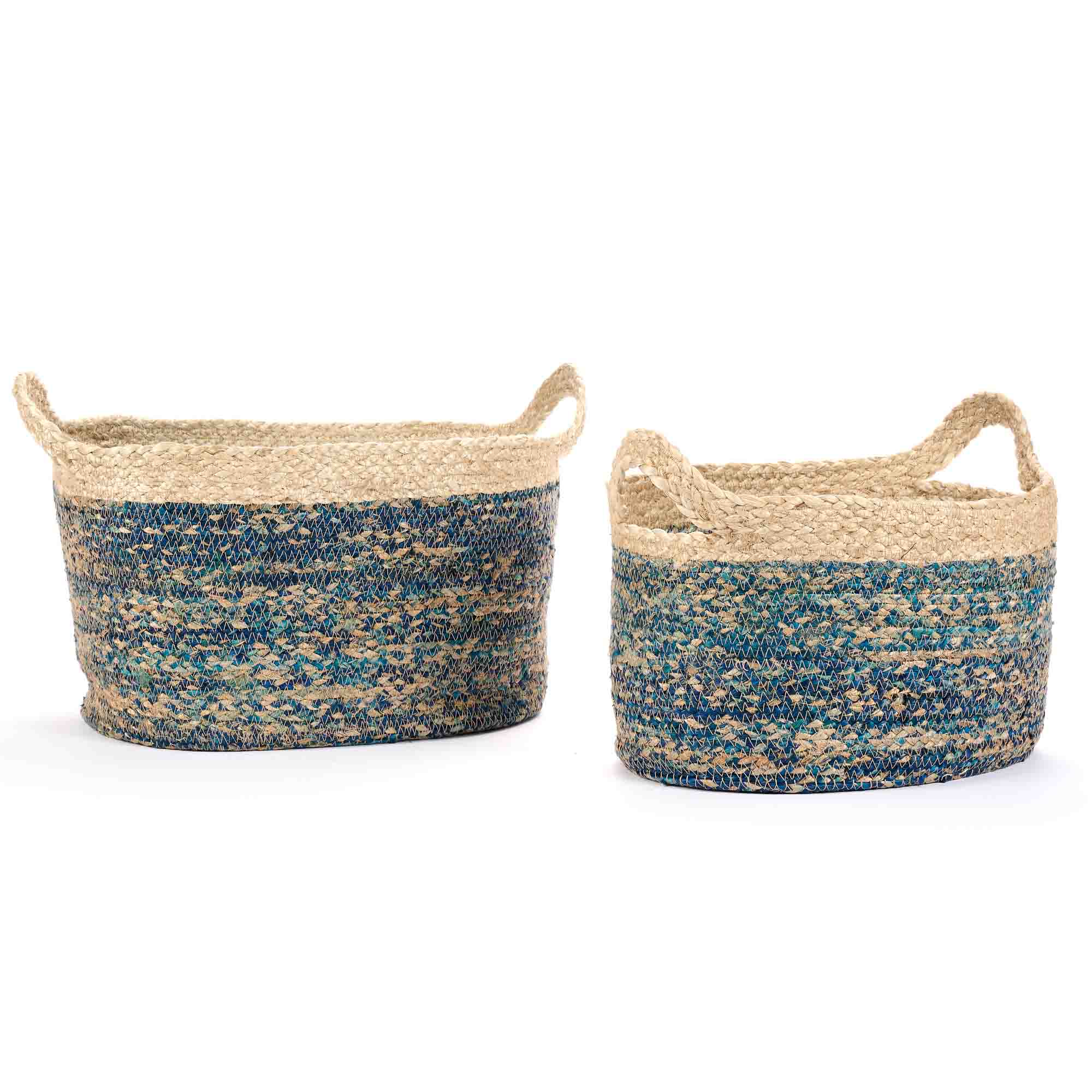 On Earth Braided set 2 cesti juta blu ovali