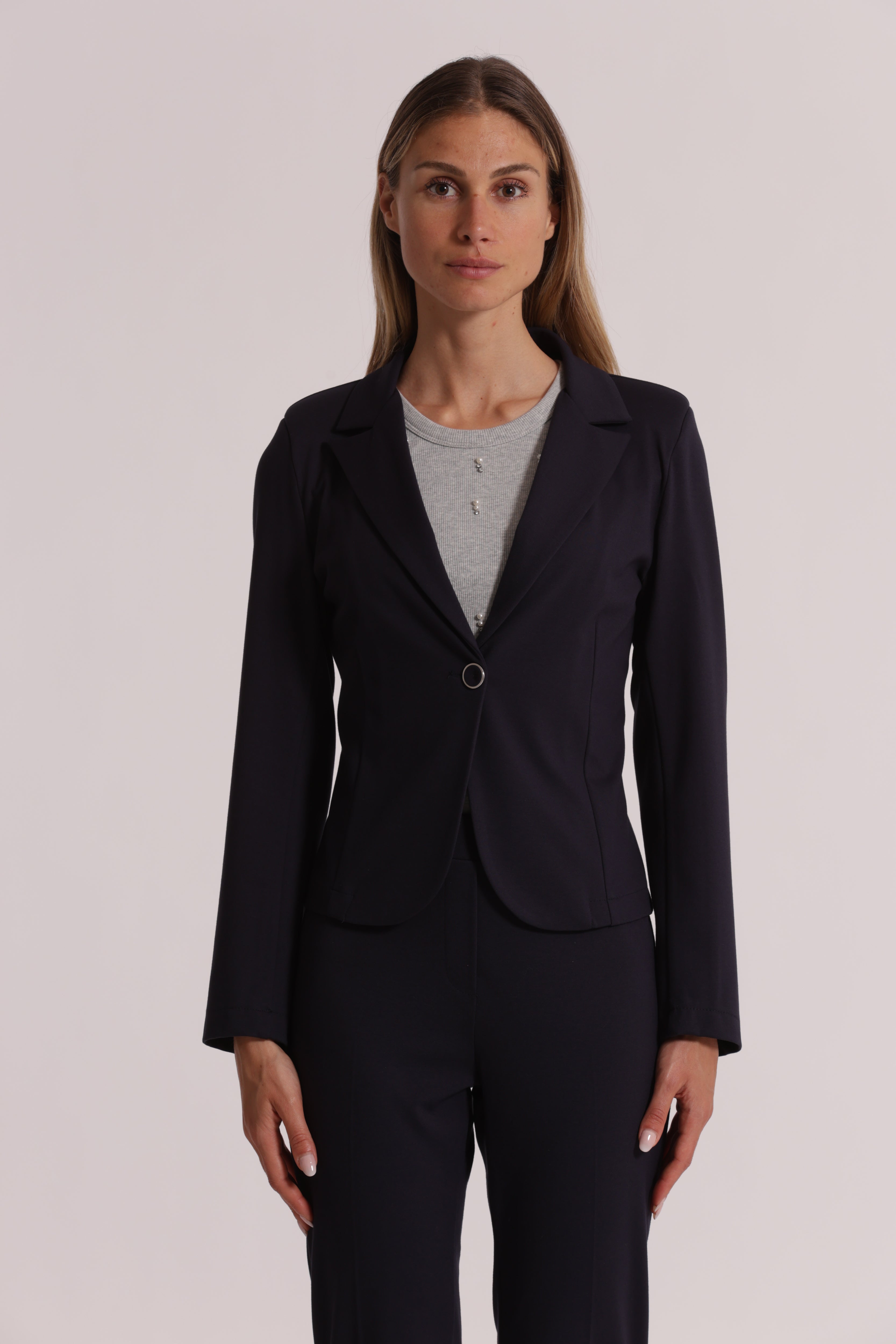 Mimi Mua Basic giacca punto Milano bianca viscosa