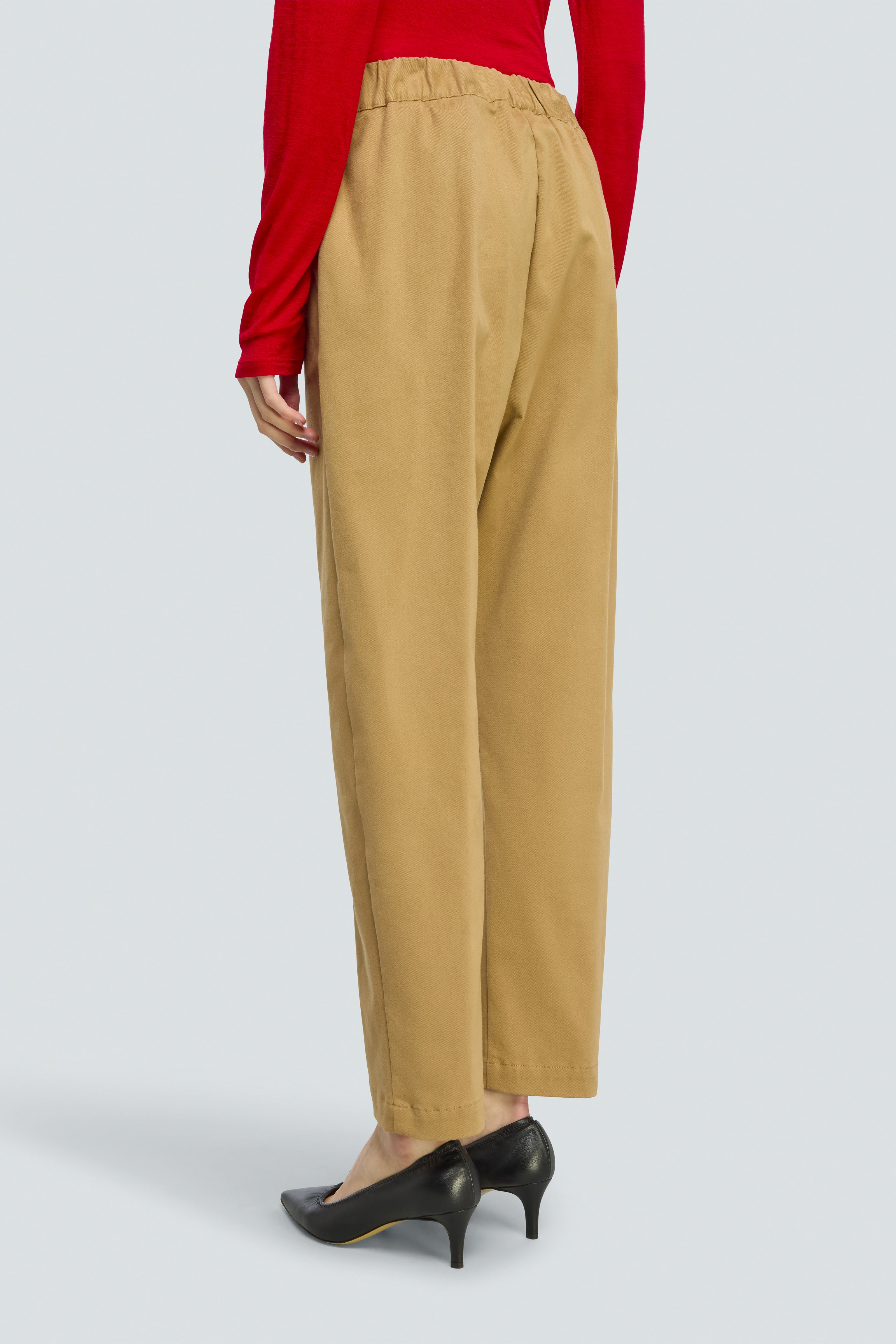 Semicouture Buddy pantalone gabardina cammello coulisse