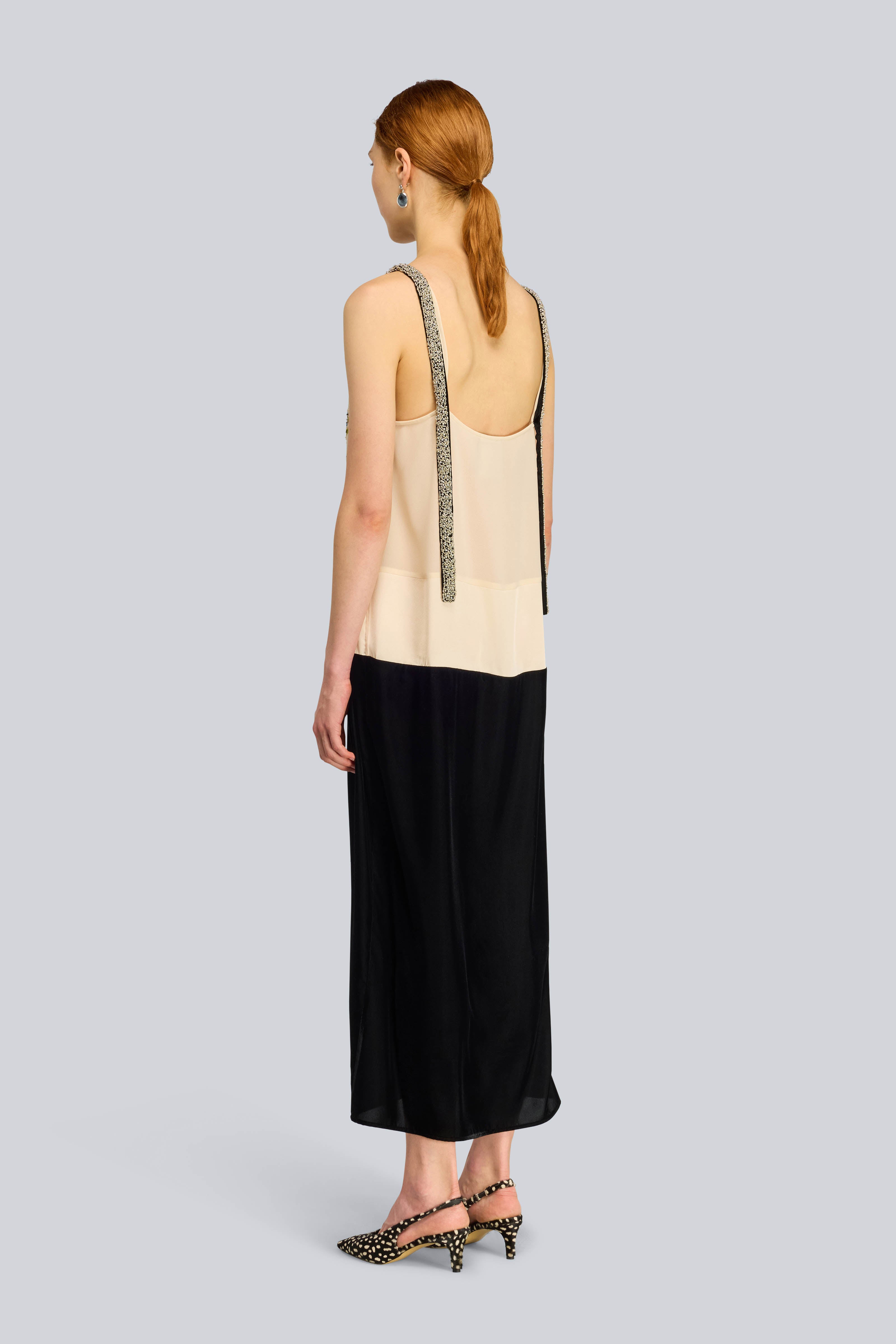 SEMICOUTURE Titania S6WU50 abito georgette sand-nero