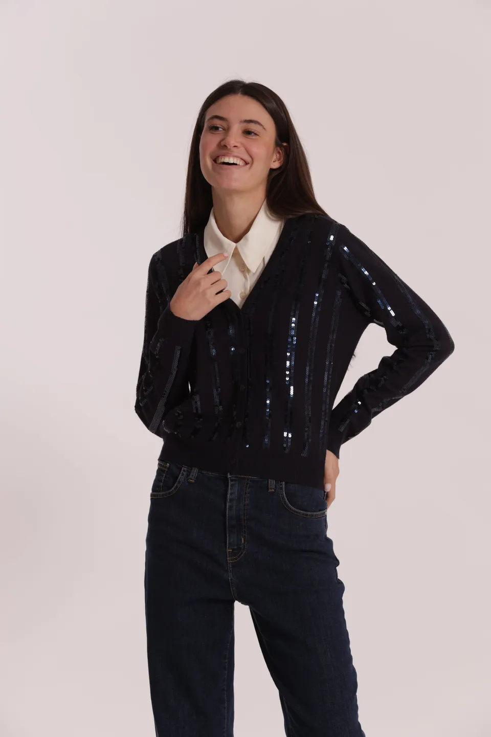 Mimi Mua Cardigan Paillettes Maglia Brillante
