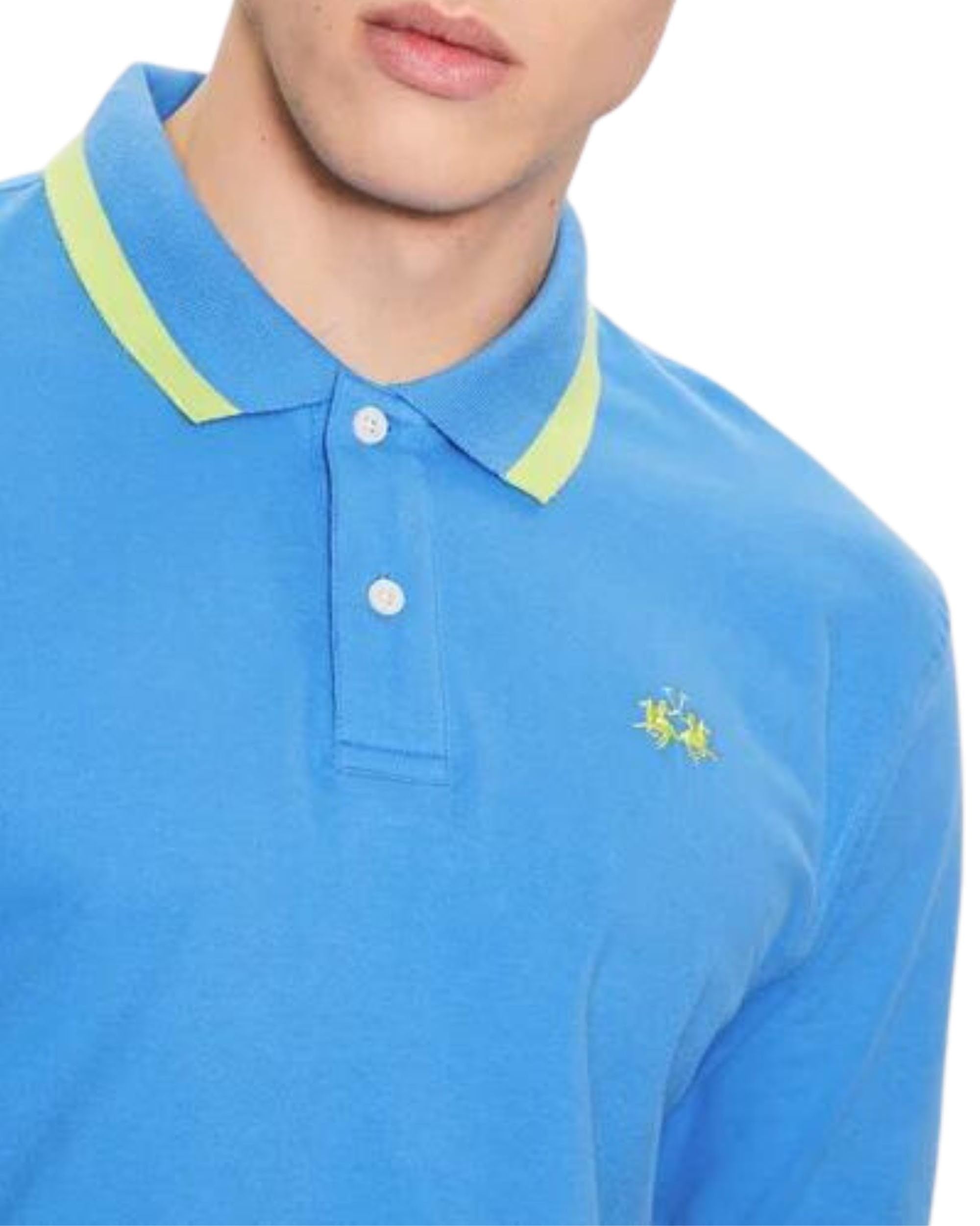 La Martina VMP006 Polo uomo M azzurra slim